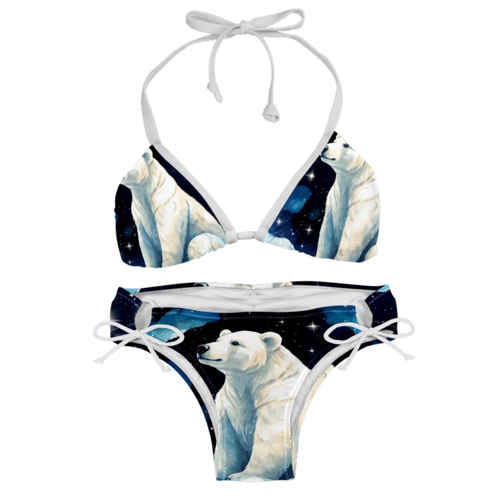 Starry Polar Bear Detachable Sponge Adjustable Strap Bikini Set Two