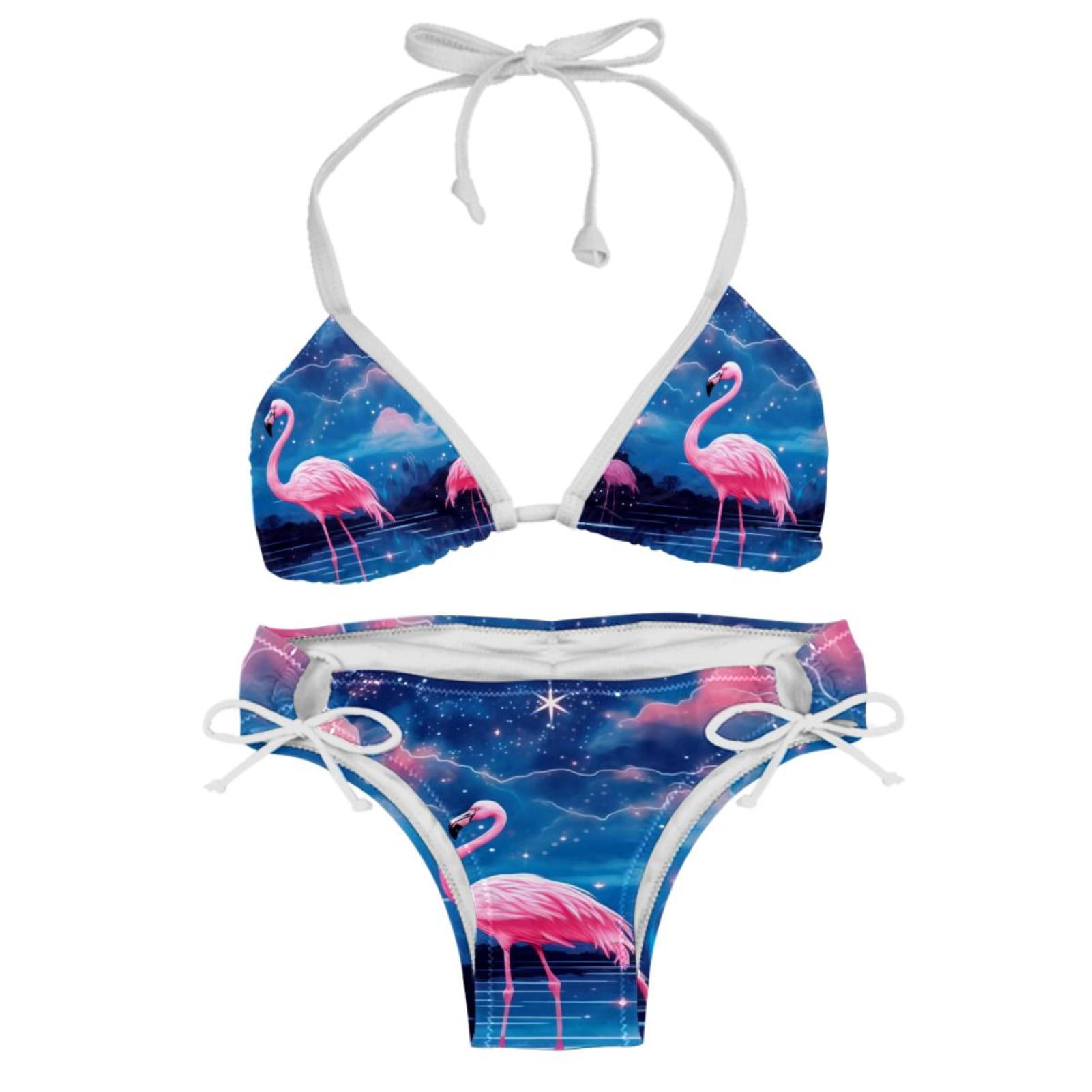 Starry Sky Flamingo Adjustable Strap Detachable Sponge Bikini Set Two