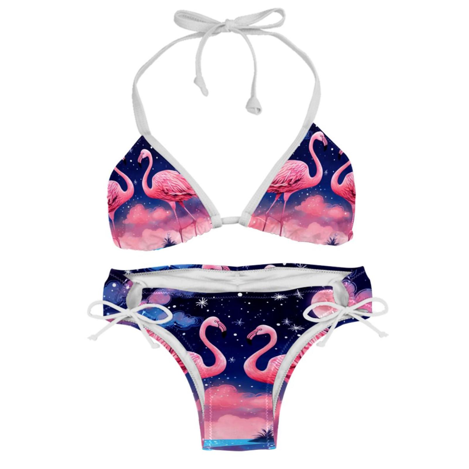 Starry Sky Flamingo Detachable Sponge Adjustable Strap Bikini Set Two