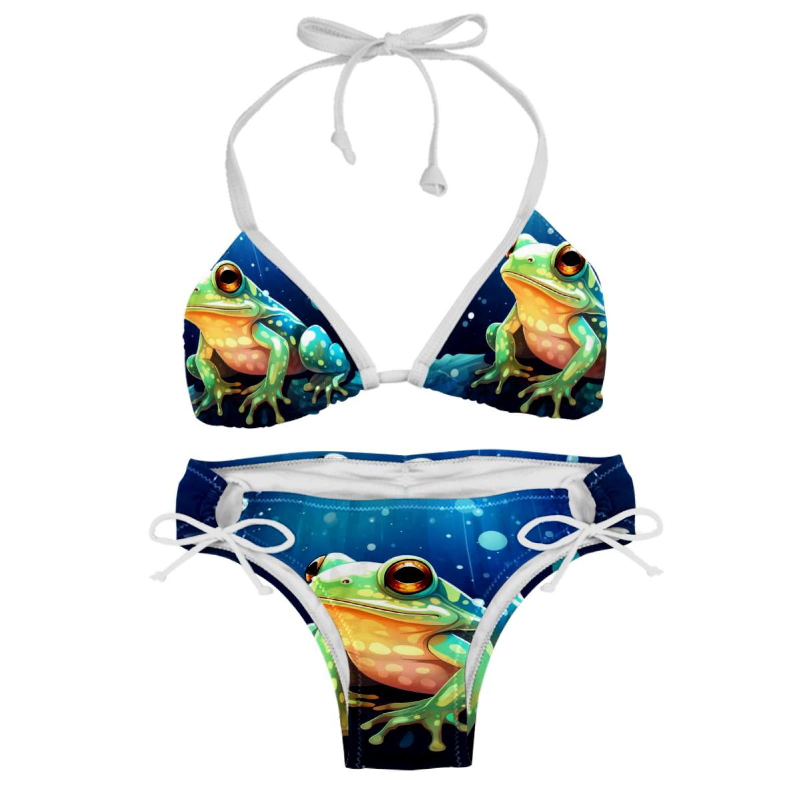 Starry Sky Frog Detachable Sponge Adjustable Strap Bikini Set Two Pack