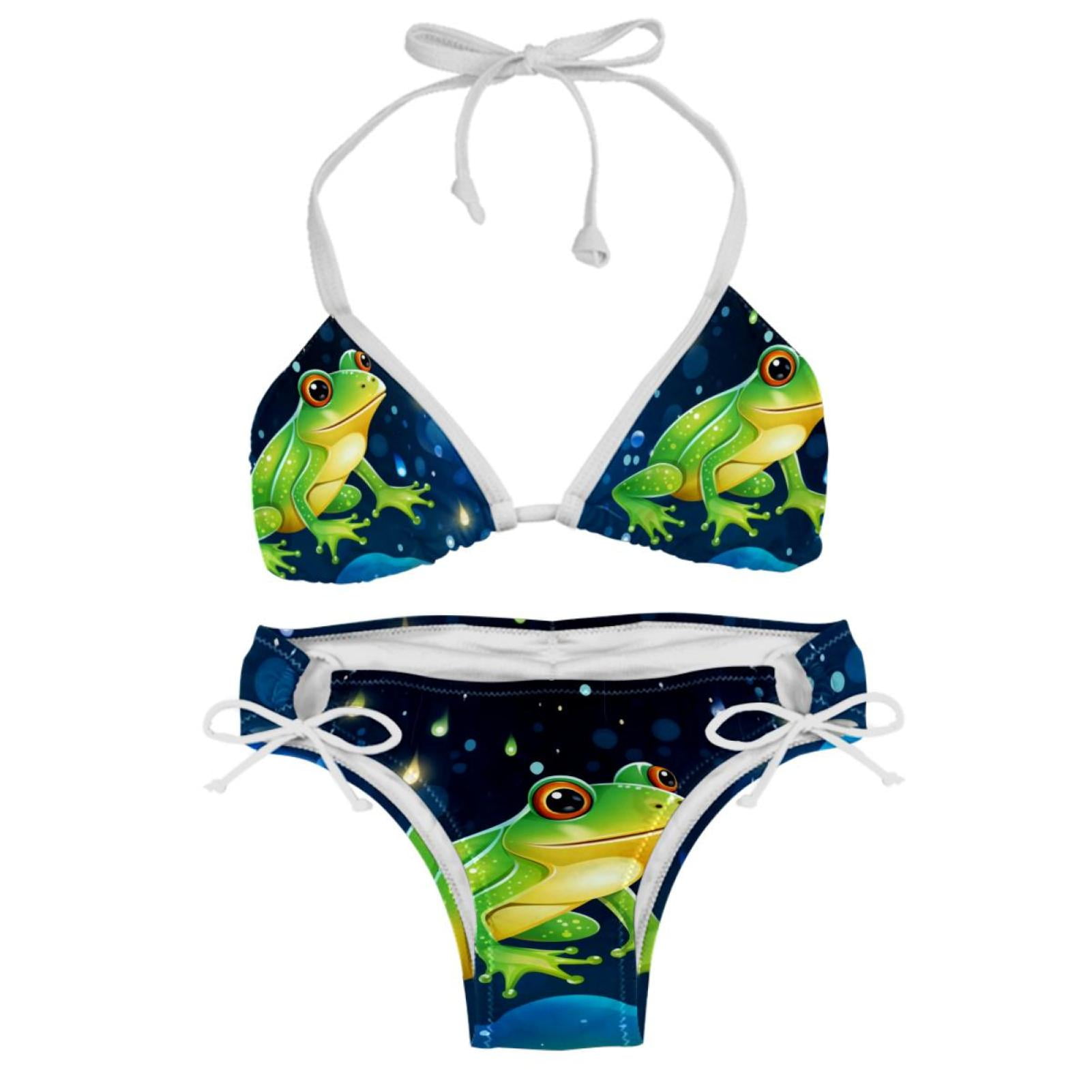 Starry Sky Frog Swim Wear Detachable Sponge Adjustable Strap Bikini Set