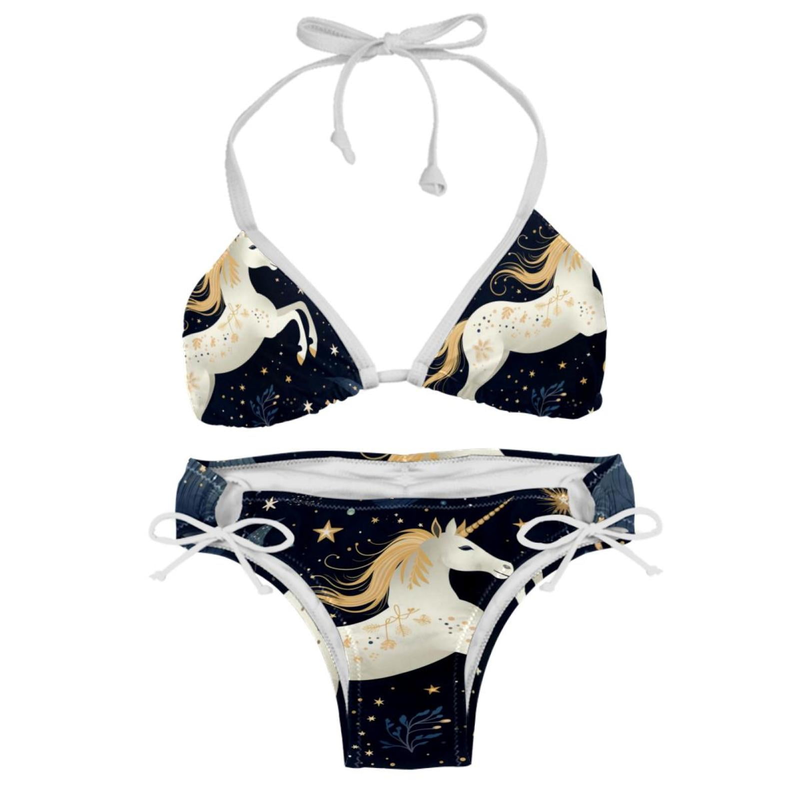 Starry Unicorn Adjustable Strap Detachable Sponge Bikini Set Two Pack