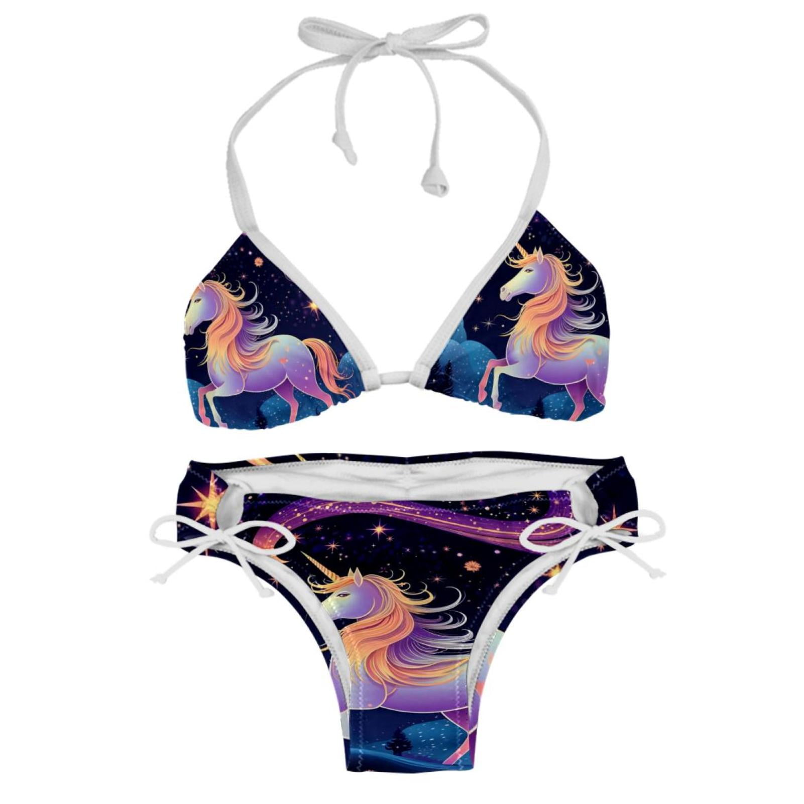 Starry Unicorn Detachable Sponge Adjustable Strap Bikini Set Two Pack