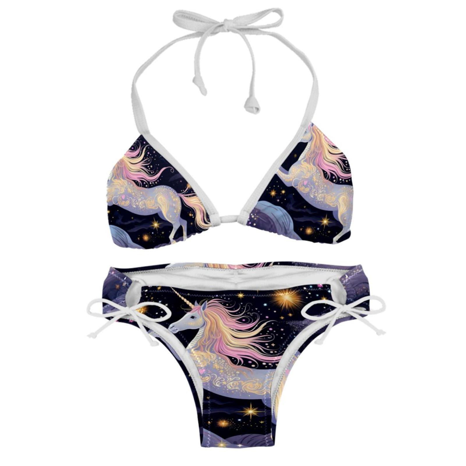 Starry Unicorn Detachable Sponge Adjustable Strap Bikini Set Two Pack