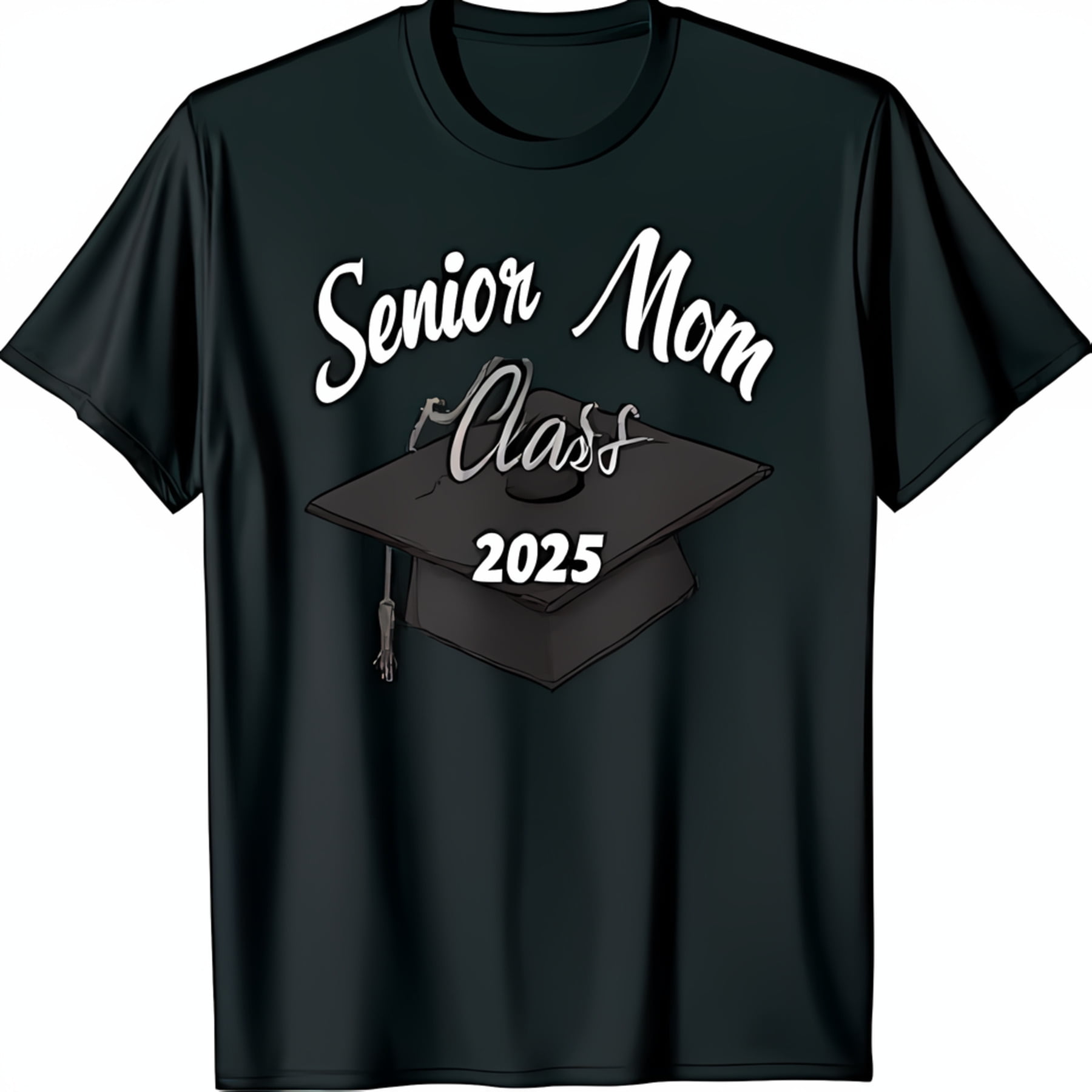 Stylish Black T Shirt For Senior Moms Class Of With Cursive Text