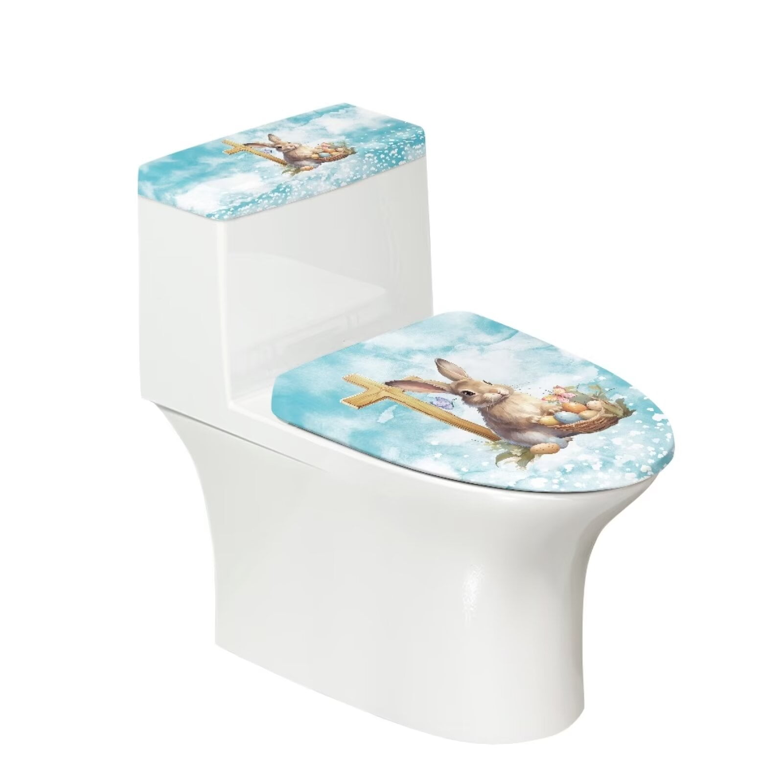 Suhoaziia Painting On Eggshell Toilet Lid Covers For Bathroom Easter