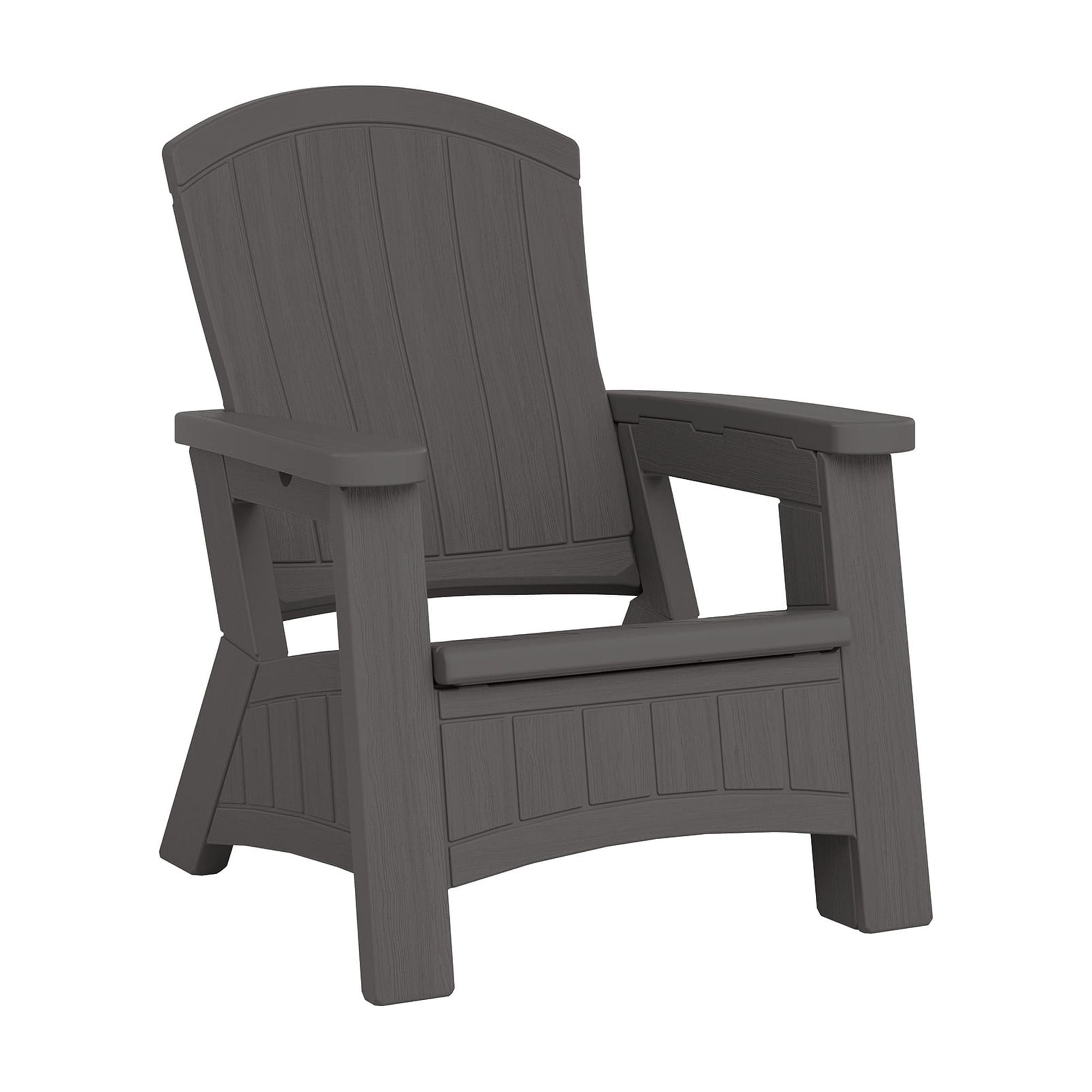 Suncast Elements Resin Adirondack Chair With Storage Peppercorn