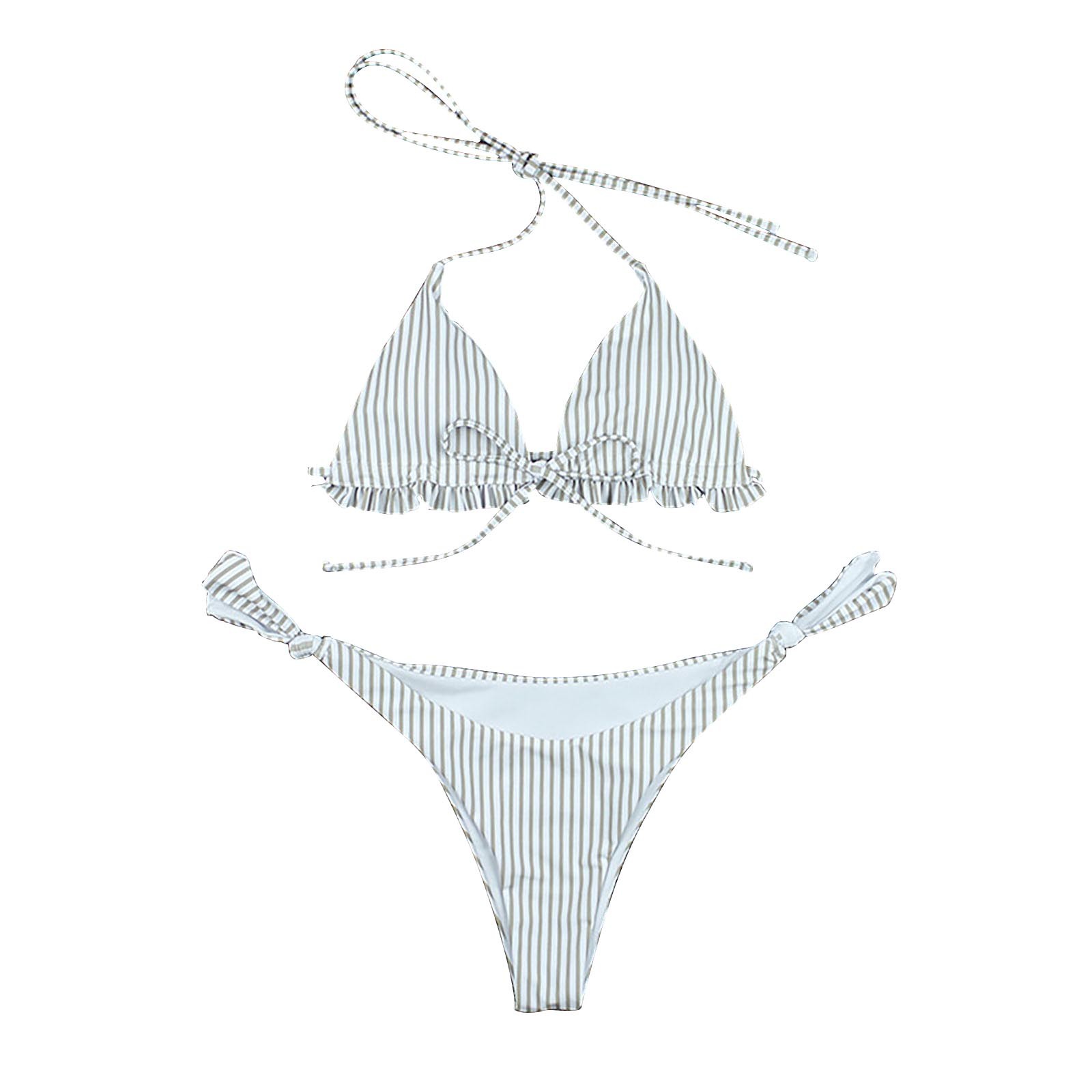 Sunizaiyi Women S Textured Tie String Bikini Swimwear Triangle Smocked