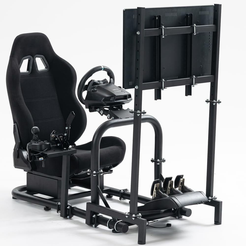 Supllueer Racing Simulator Cockpit With Seat And Monitor Mount Fit