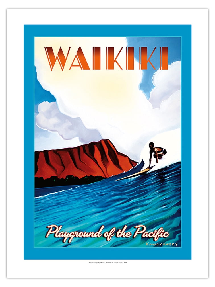 Surfing Waikiki Beach Hawaii Playground Of The Pacific Vintage