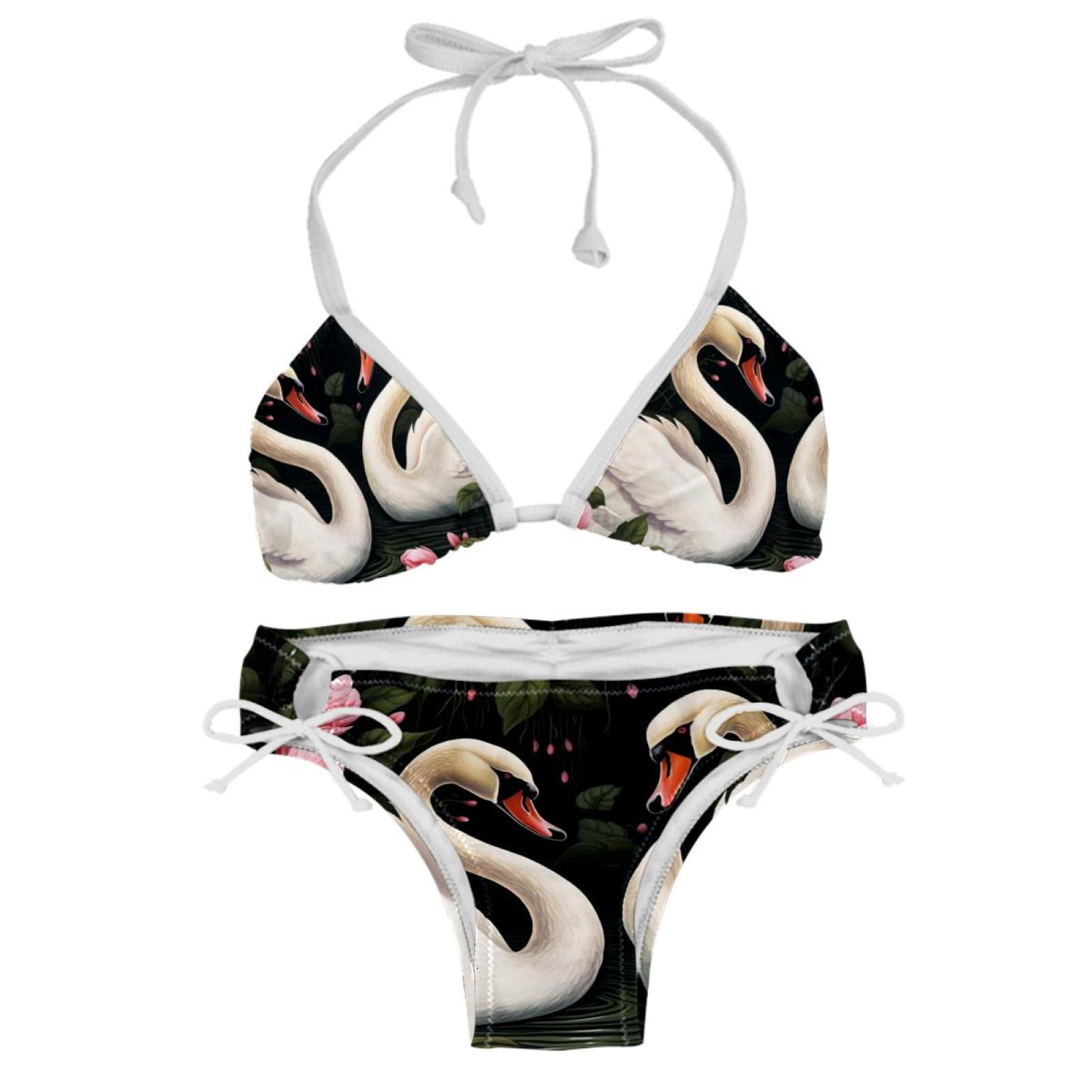 Swan Adjustable Strap Bikini Set With Detachable Sponge Two Pack