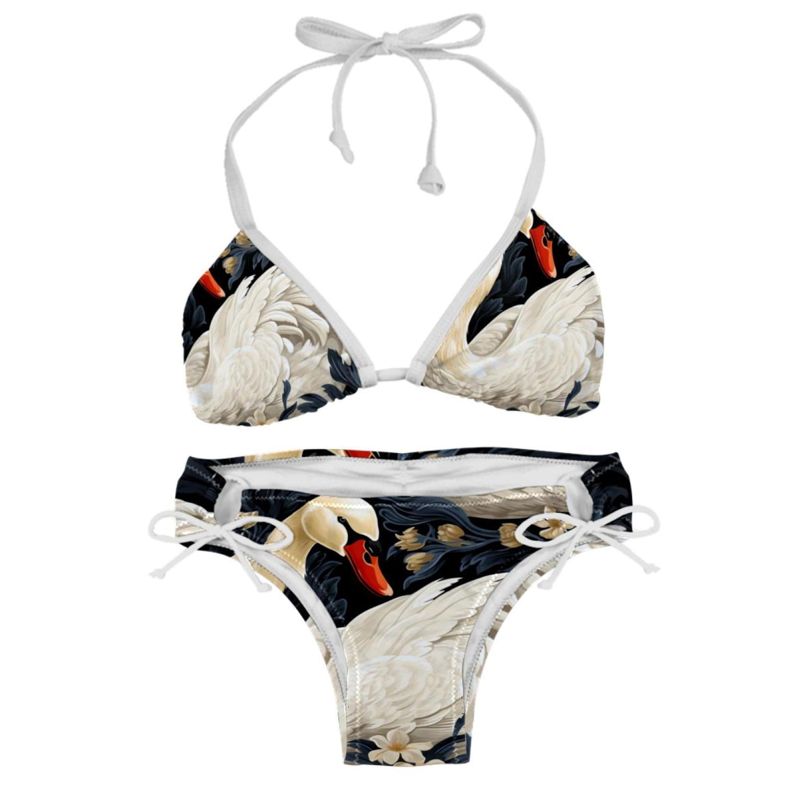 Swan Detachable Sponge Adjustable Strap Bikini Set Two Pack Ideal For