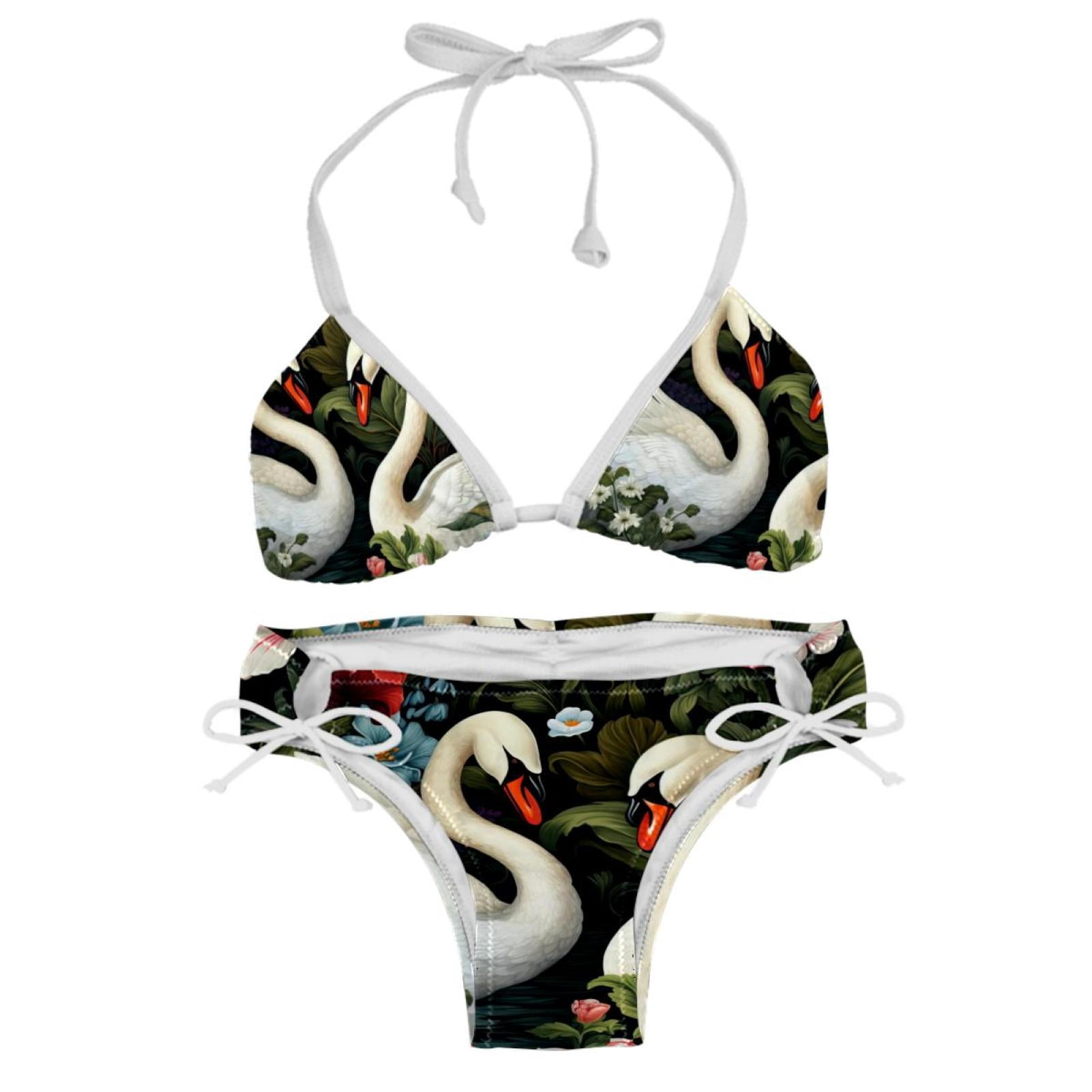 Swan Detachable Sponge Adjustable Strap Bikini Set Two Pack Swim Suit