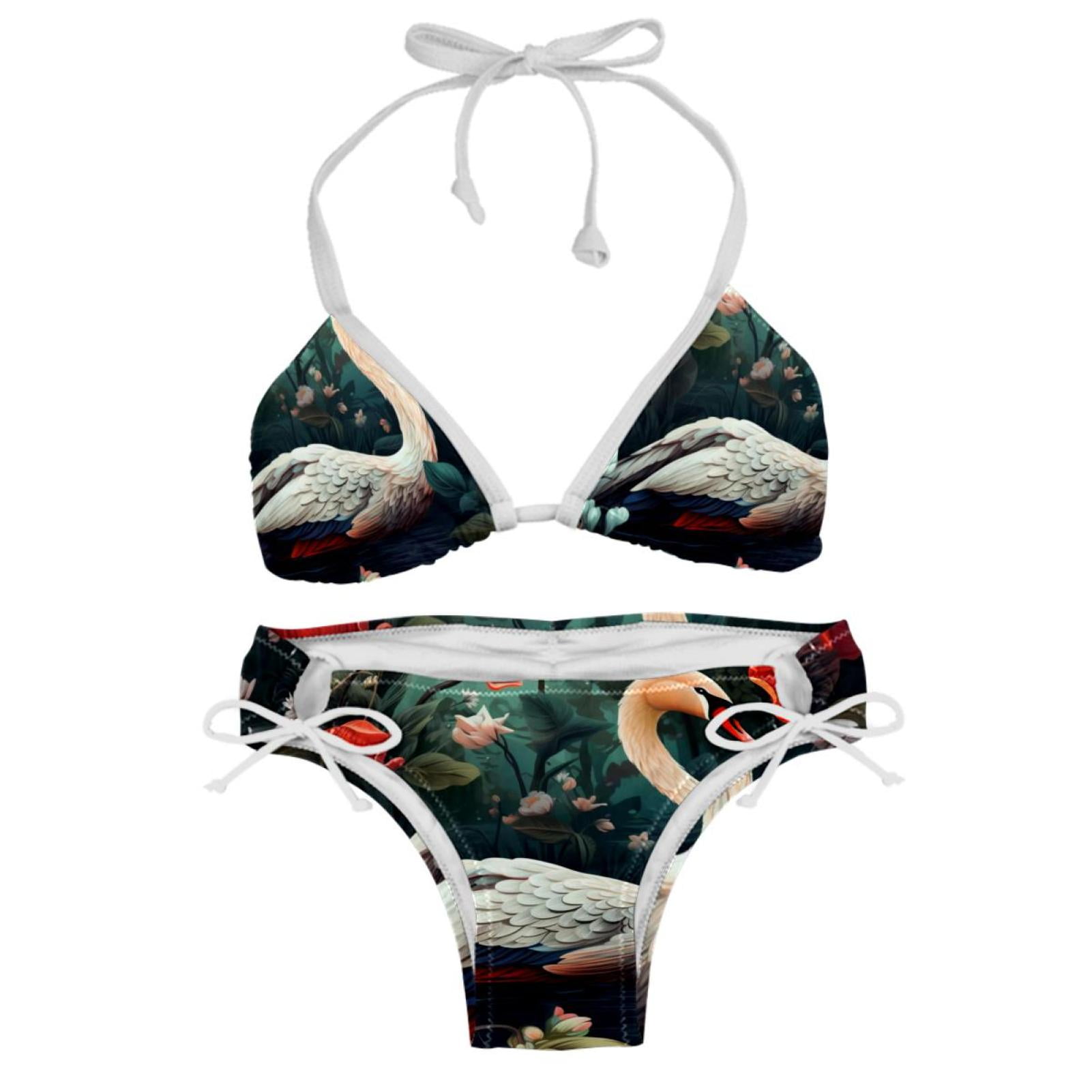 Swan Detachable Sponge Adjustable Strap Bikini Set Two Pack Swimsuit