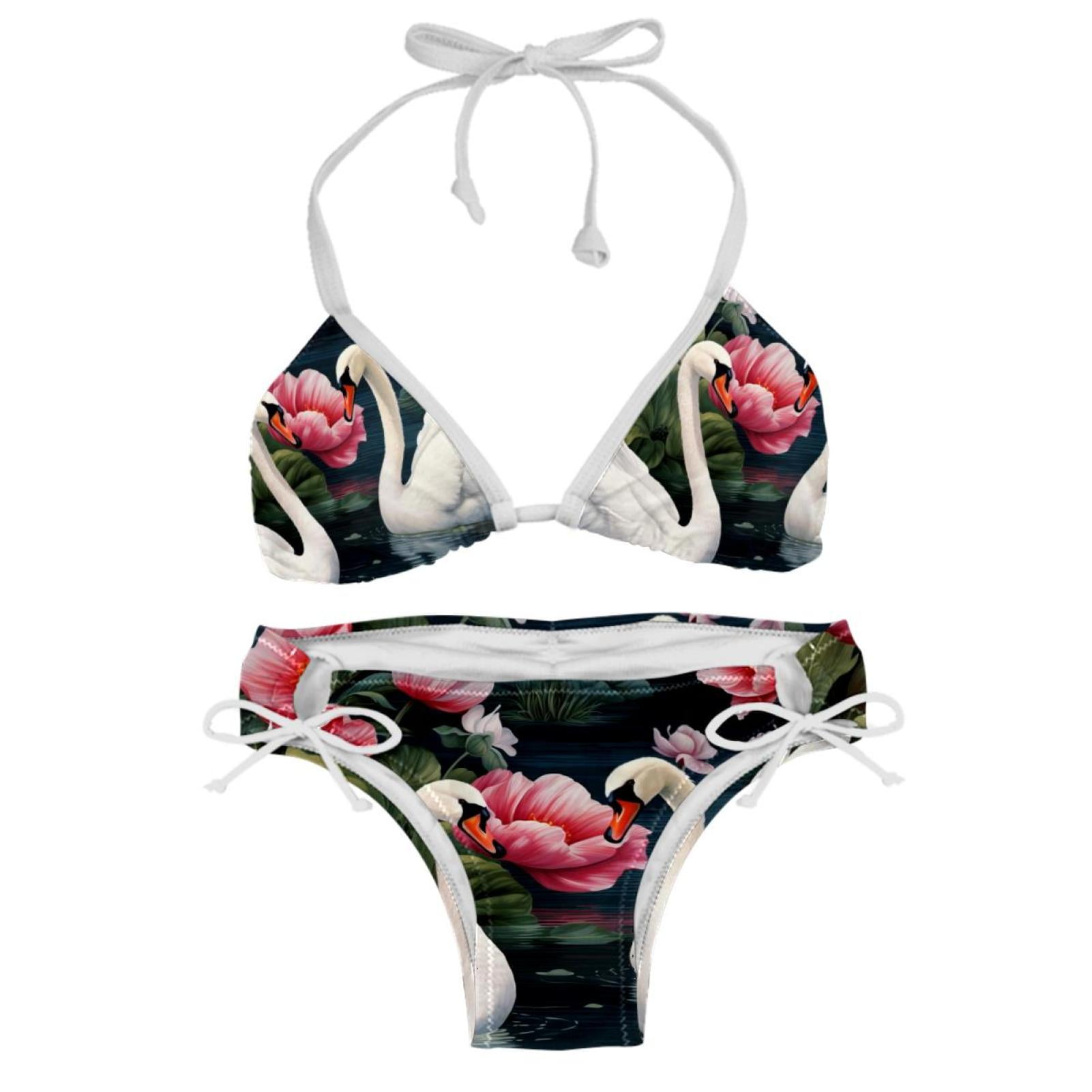 Swan Detachable Sponge Adjustable Strap Bikini Set Two Pack Swimsuits