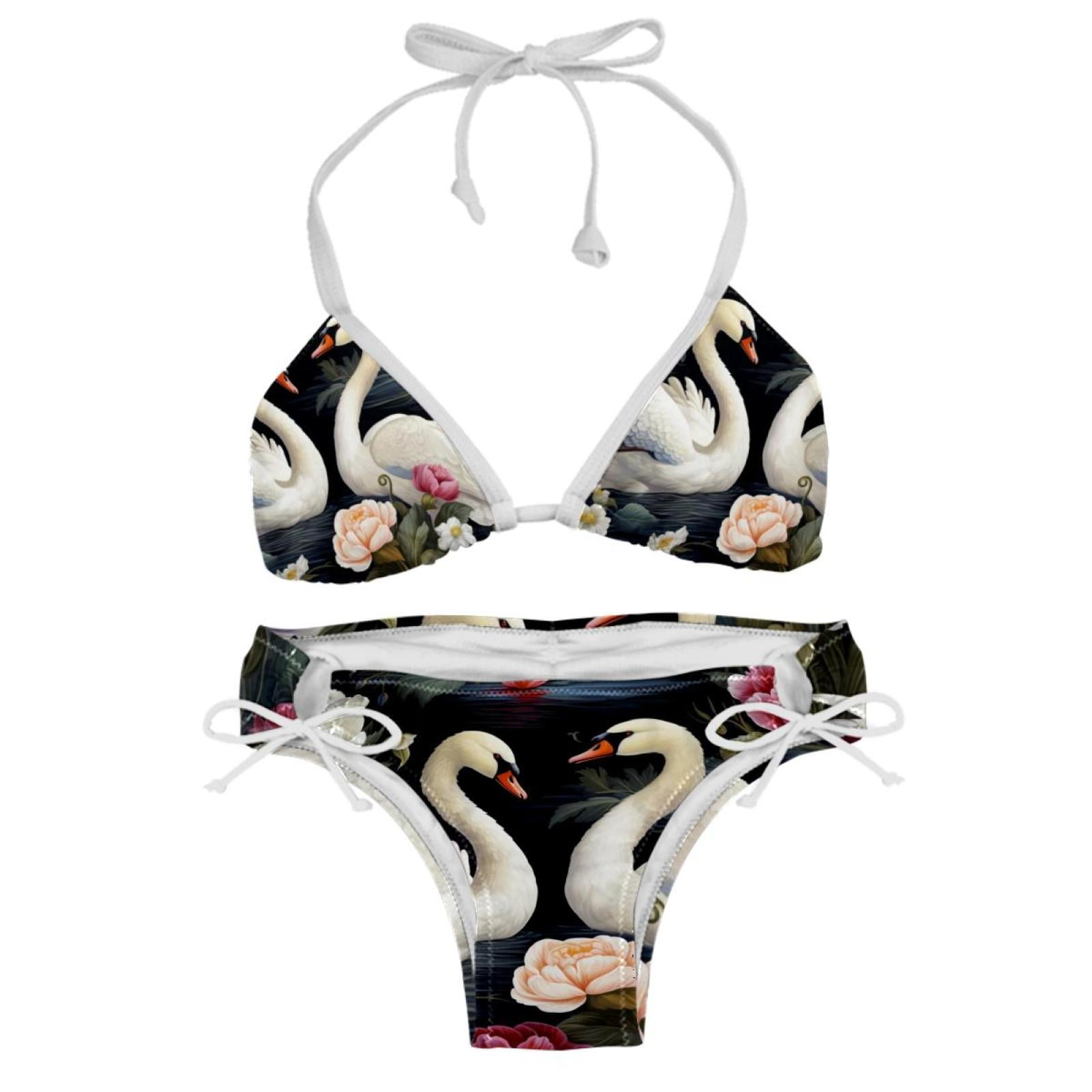 Swan Stylish Bikini Set With Detachable Sponge And Adjustable Strap