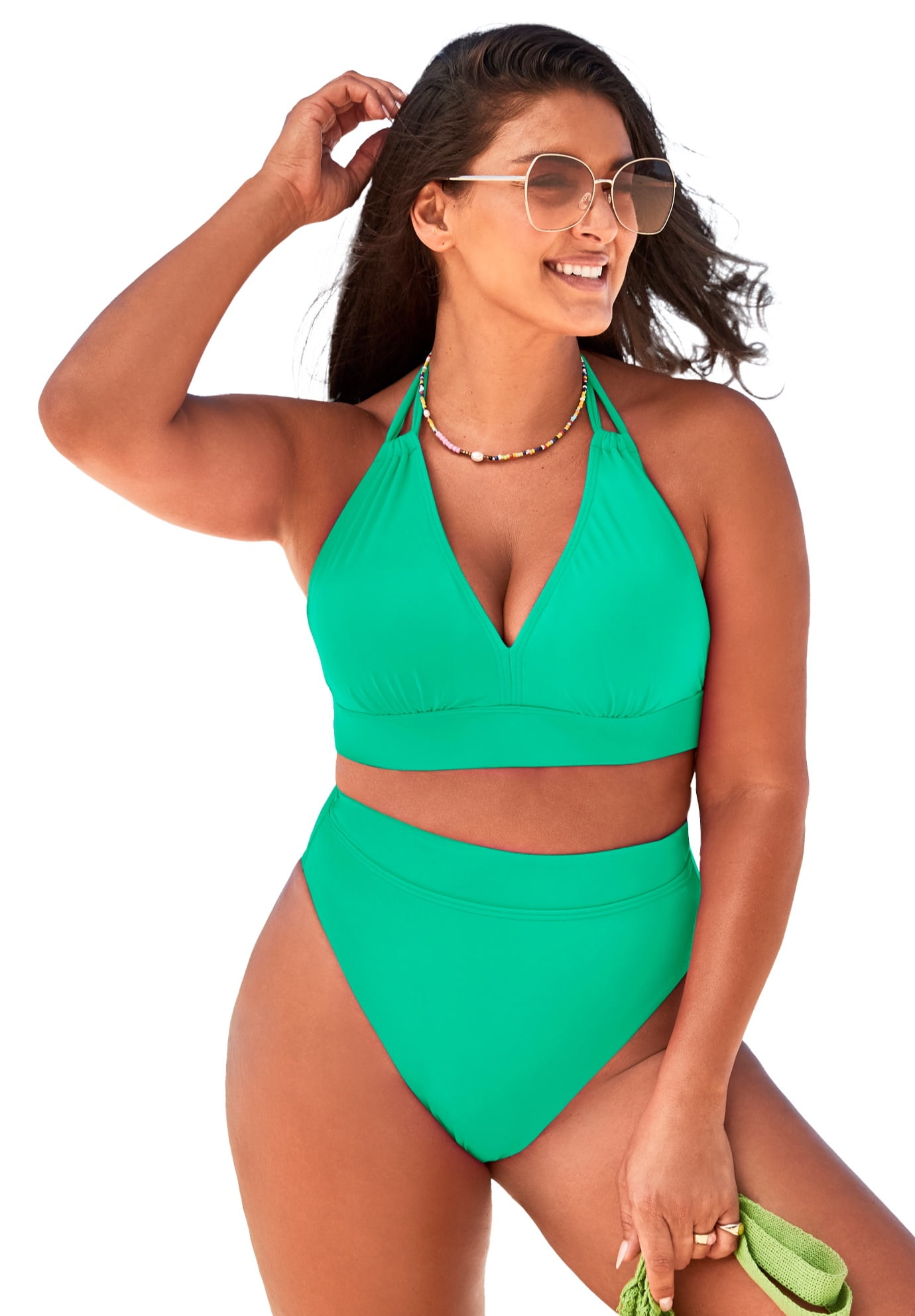 Swimsuits For All Women S Plus Size Loop Strap Halter High Waist Bikini