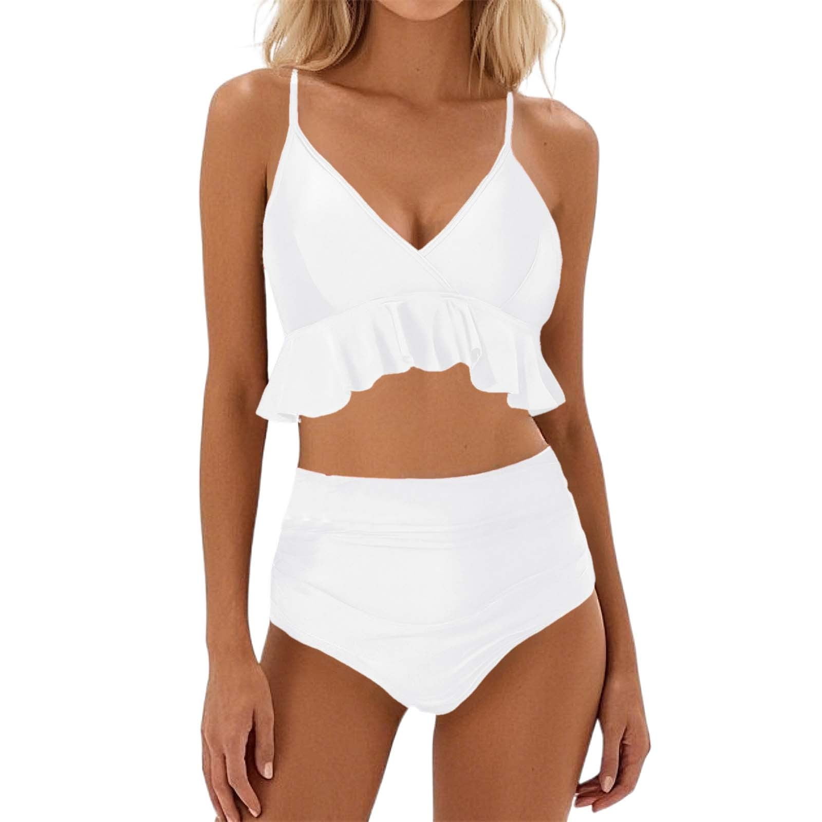 Swimsuits For Women Two Piece Ruffled Bikini Set Stylish Adjustable