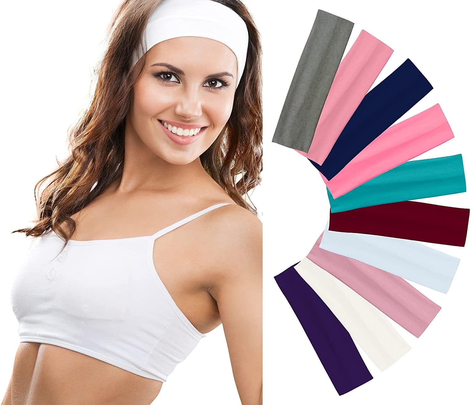 TELOLY 2 Pack Sweat Bands Headbands For Women Workout Headbands For