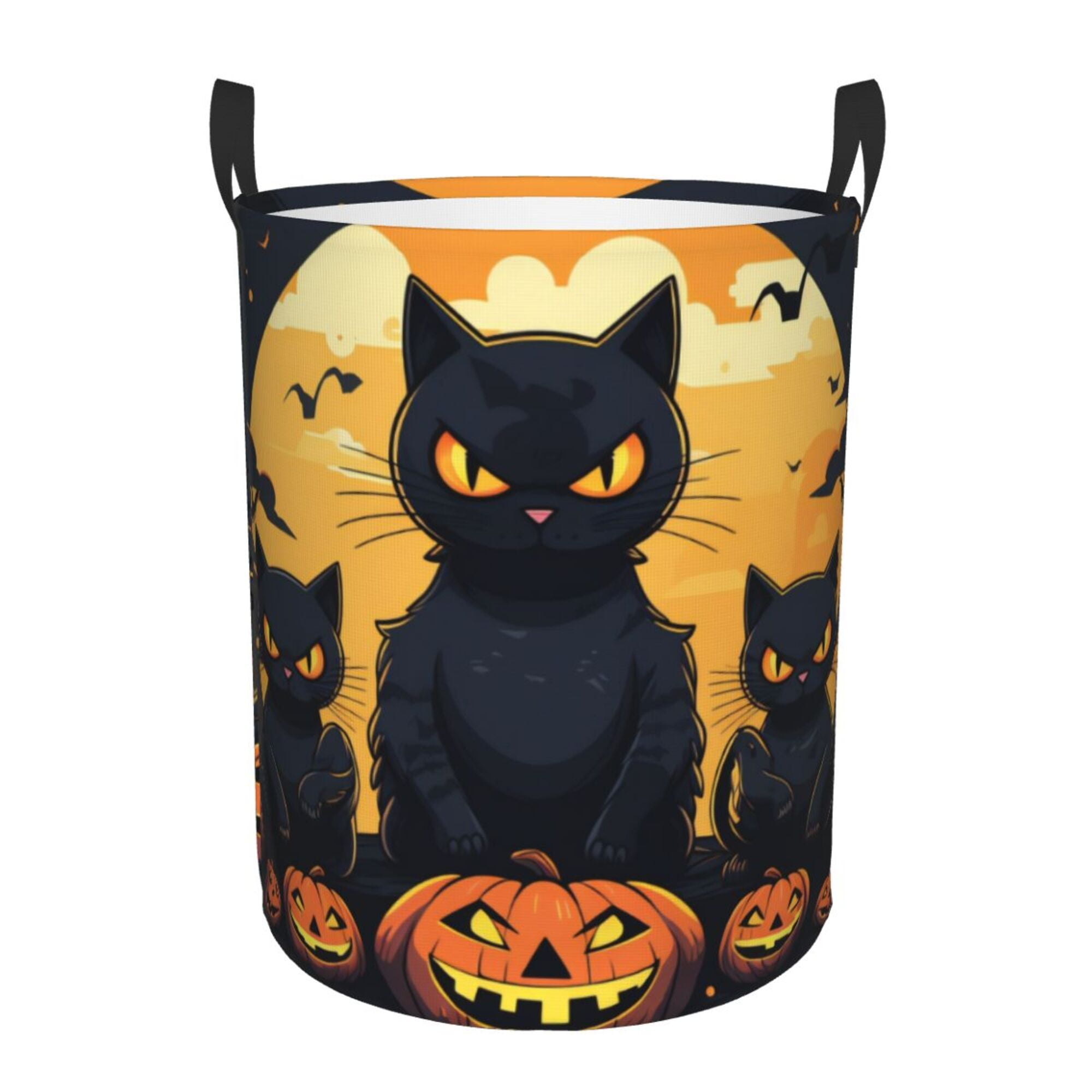 TEQUAN Waterproof Laundry Hampers Spooky Cats Halloween Celebration