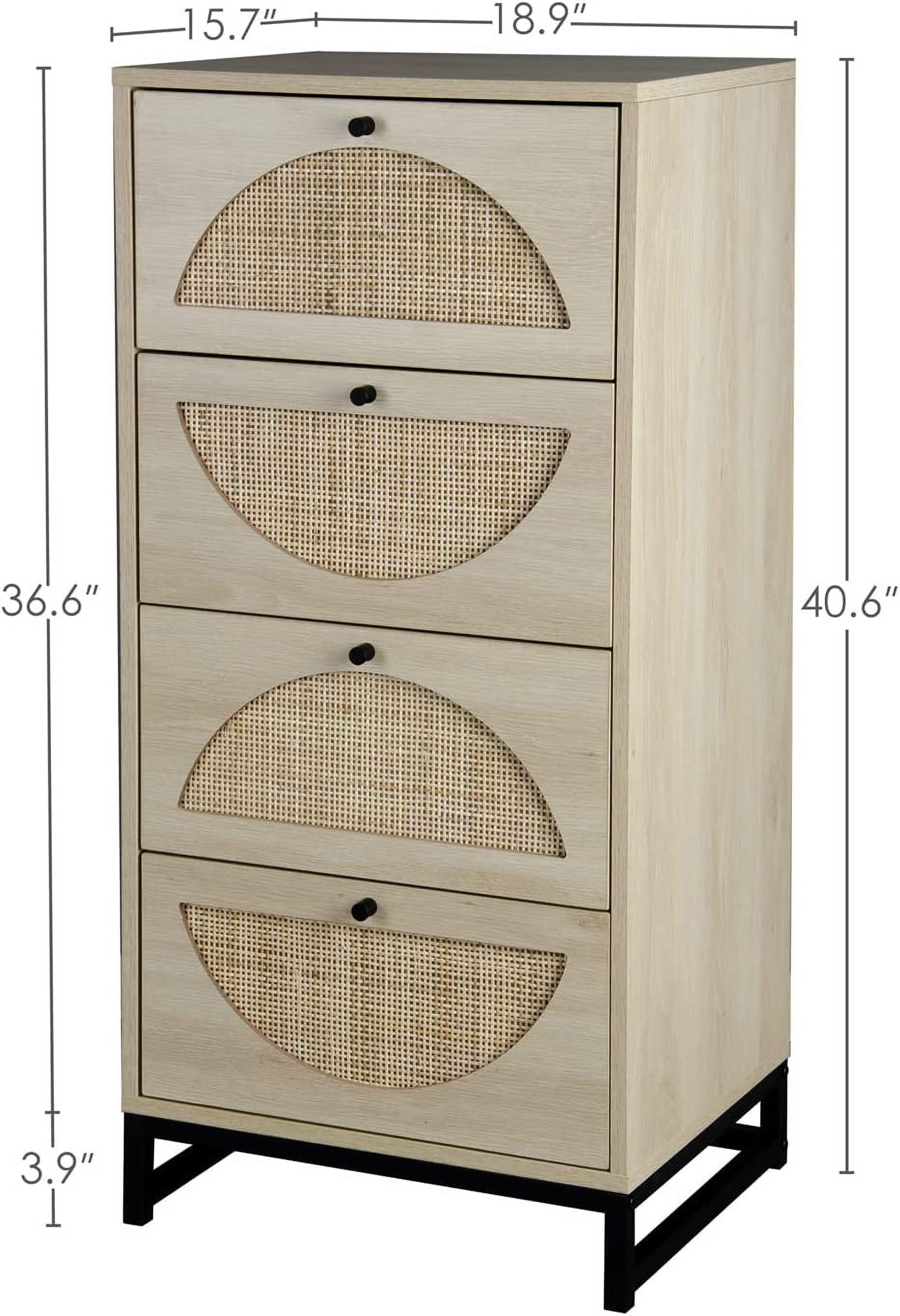 TJUNBOLIFE Natural Rattan Drawer Chest Cabinet Suitable For Living Room