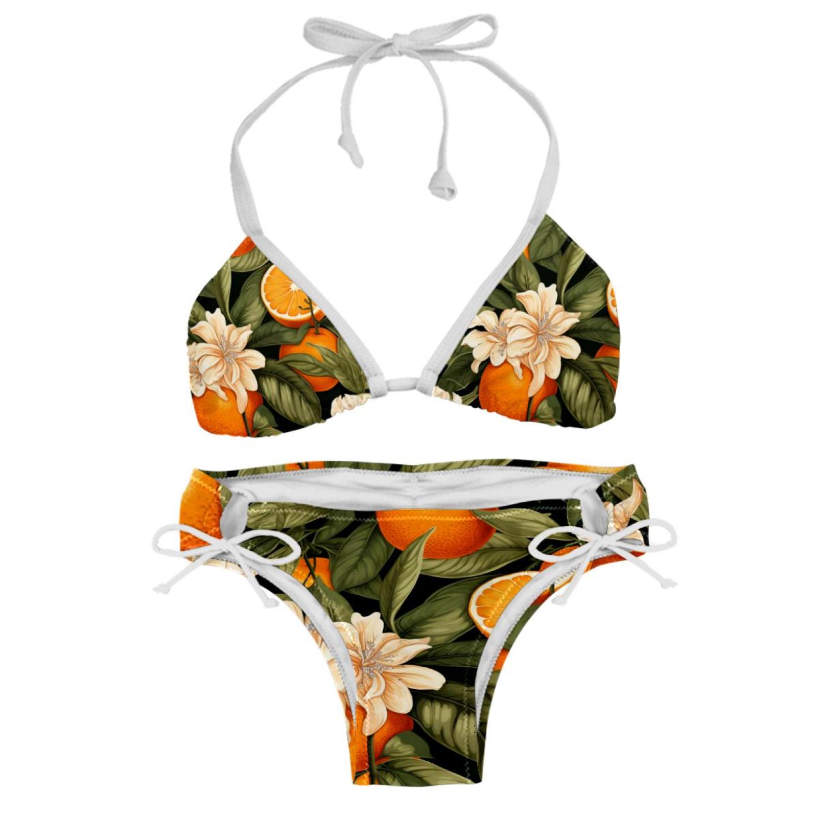 Tangerine Detachable Sponge Adjustable Strap Bikini Set Two Pack