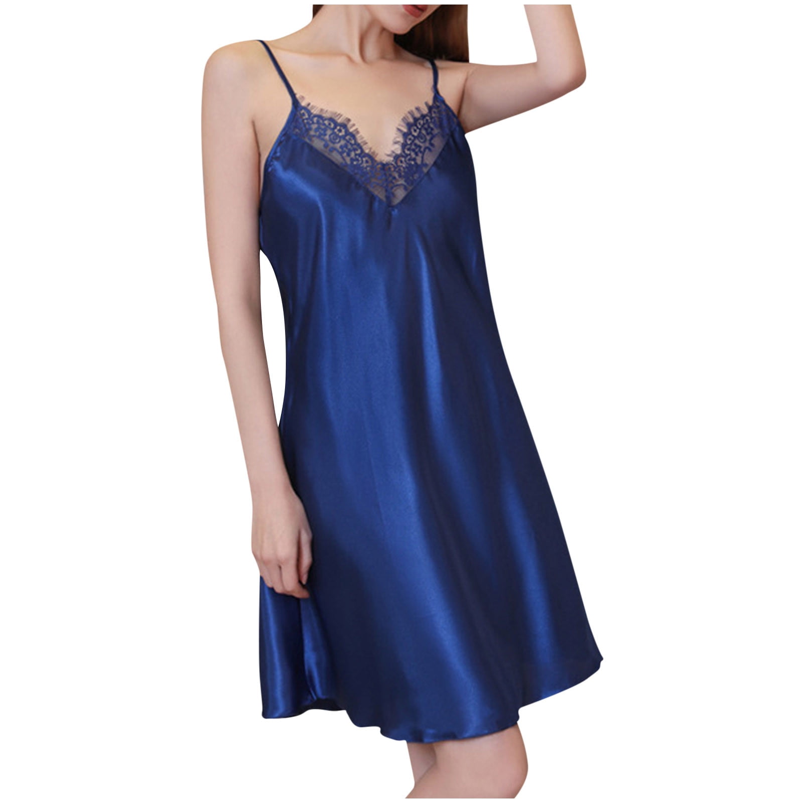 Taqqpue Womens Lingerie Satin Nightgown Pajamas Sexy Silk V Neck