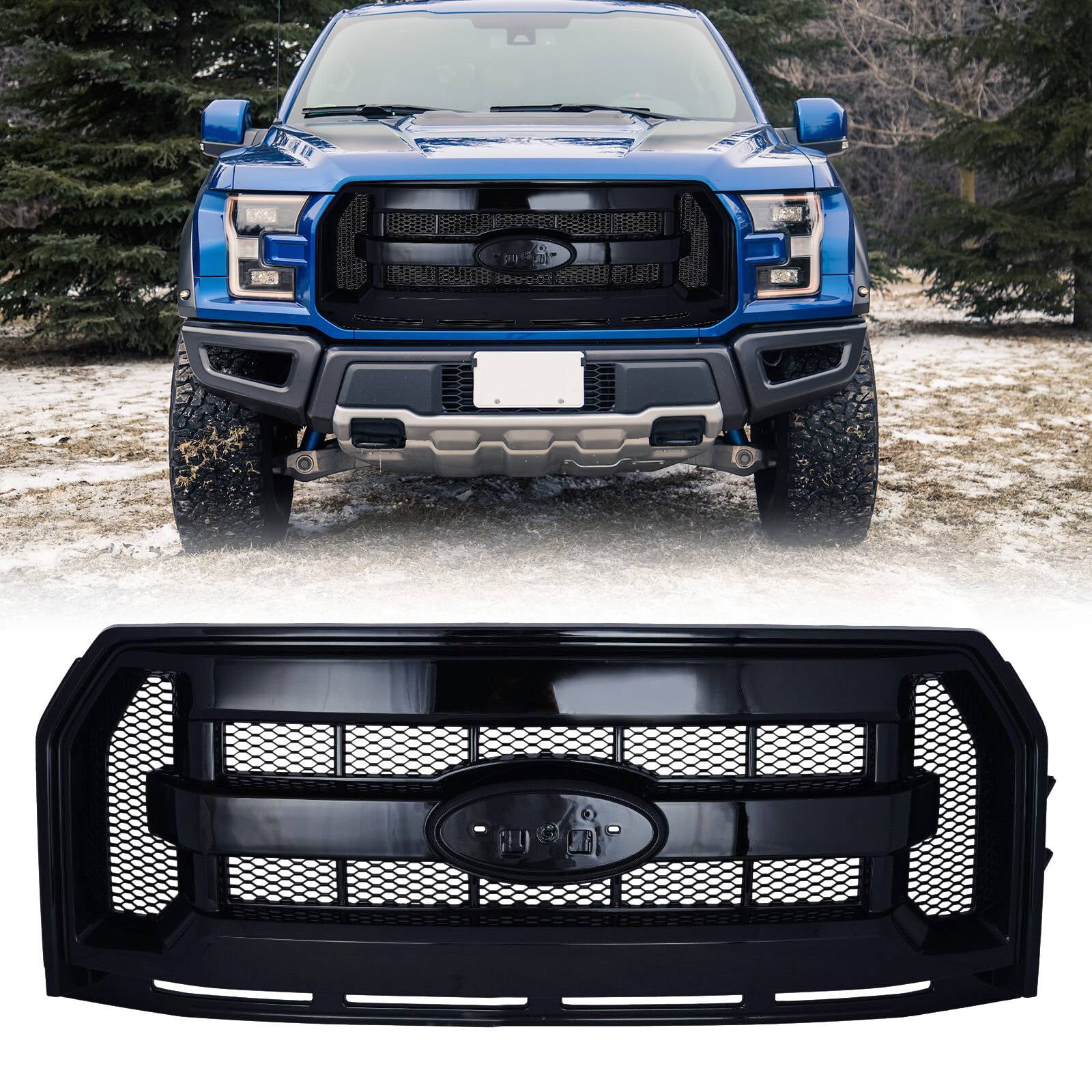 Teledu Car Front Grill For 15 17 Ford F 150 Gloss Black Grille