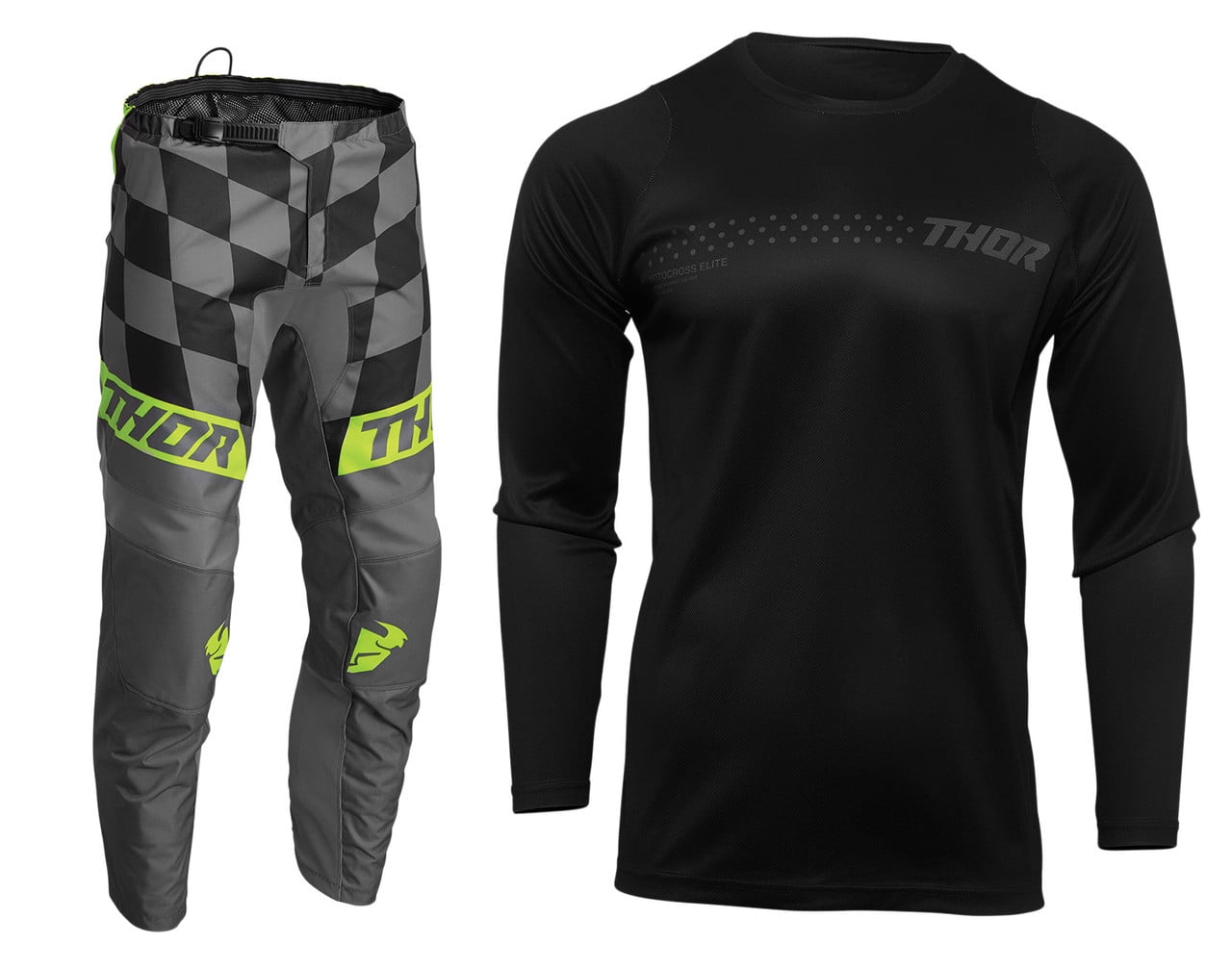 Thor Youth Sector Minimal Black Jersey And Birdrock Pant Offroad