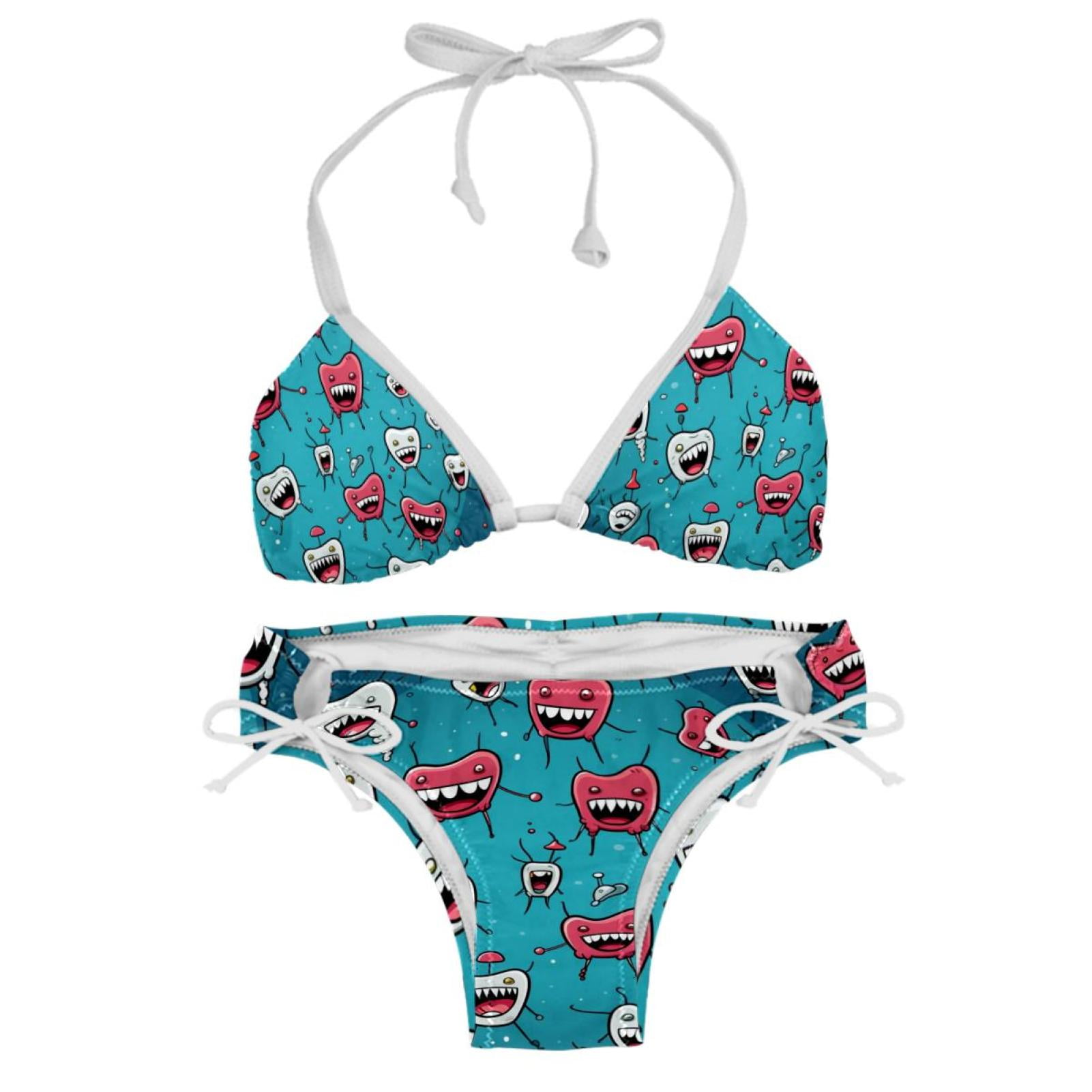 Tiny Teeth Detachable Sponge Adjustable Strap Bikini Set Swimsuit Two
