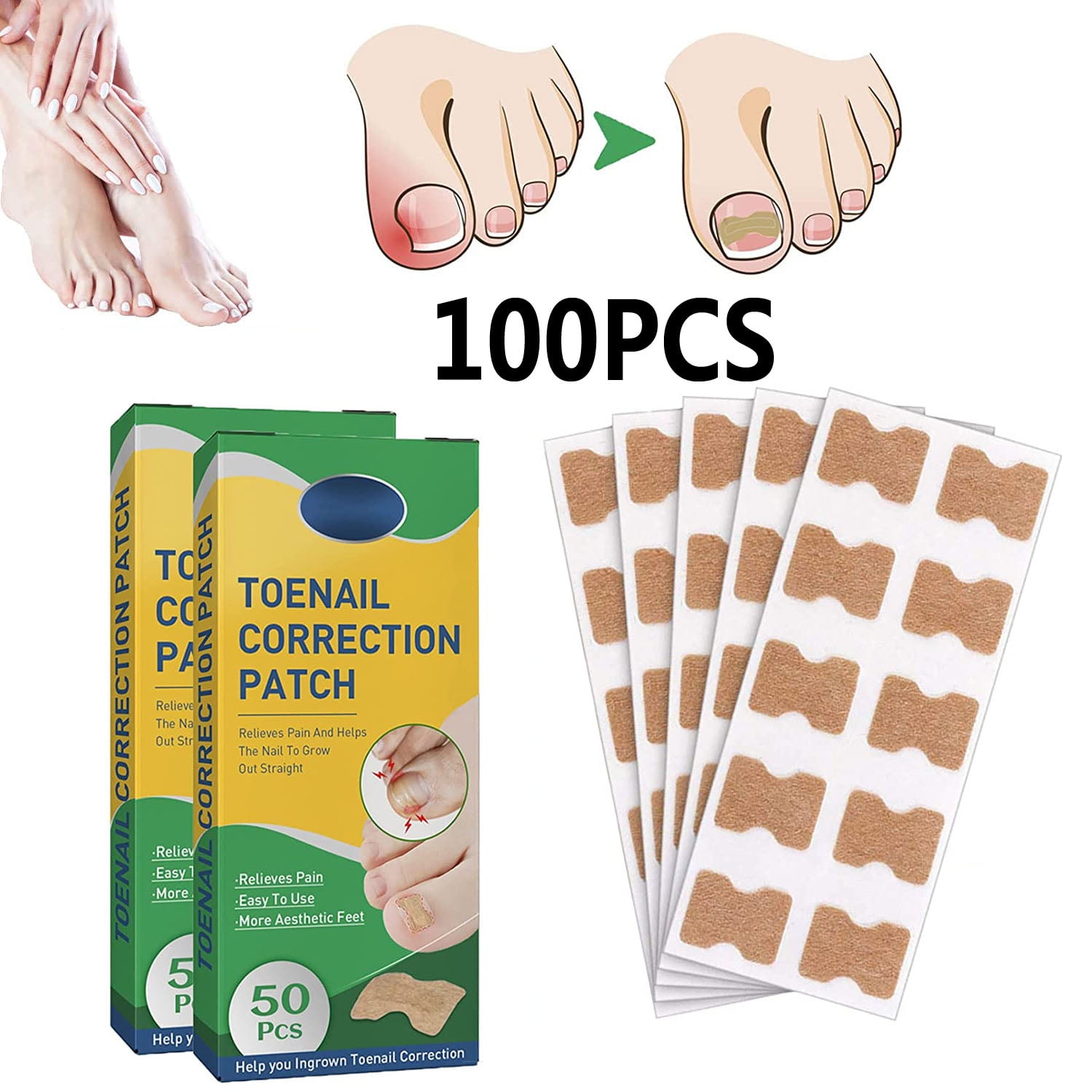 Toenail Patches With Nail Correction Tool Ingrown Toenail Corrector