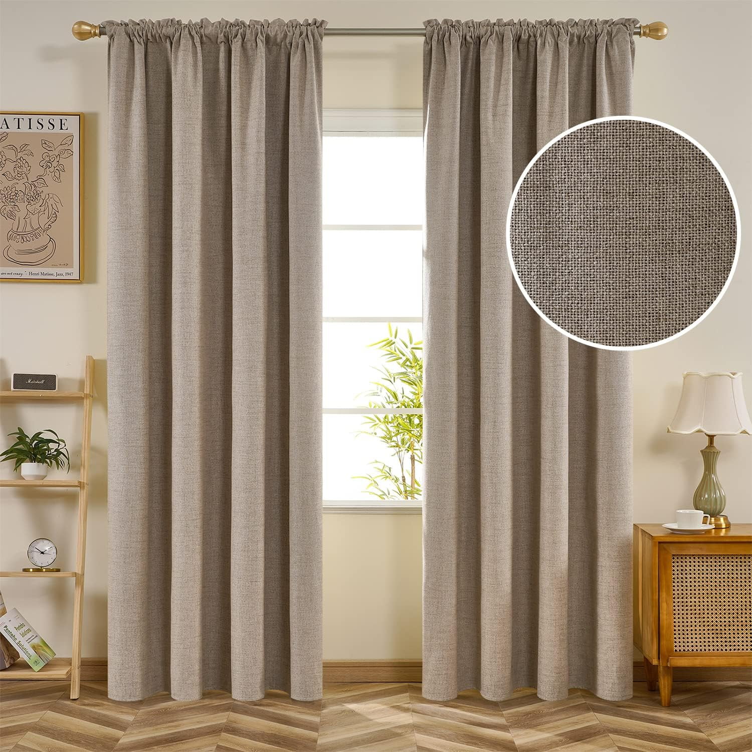 Topfinel Faux Linen Blackout Curtains 84 Inches Thermal Insulated