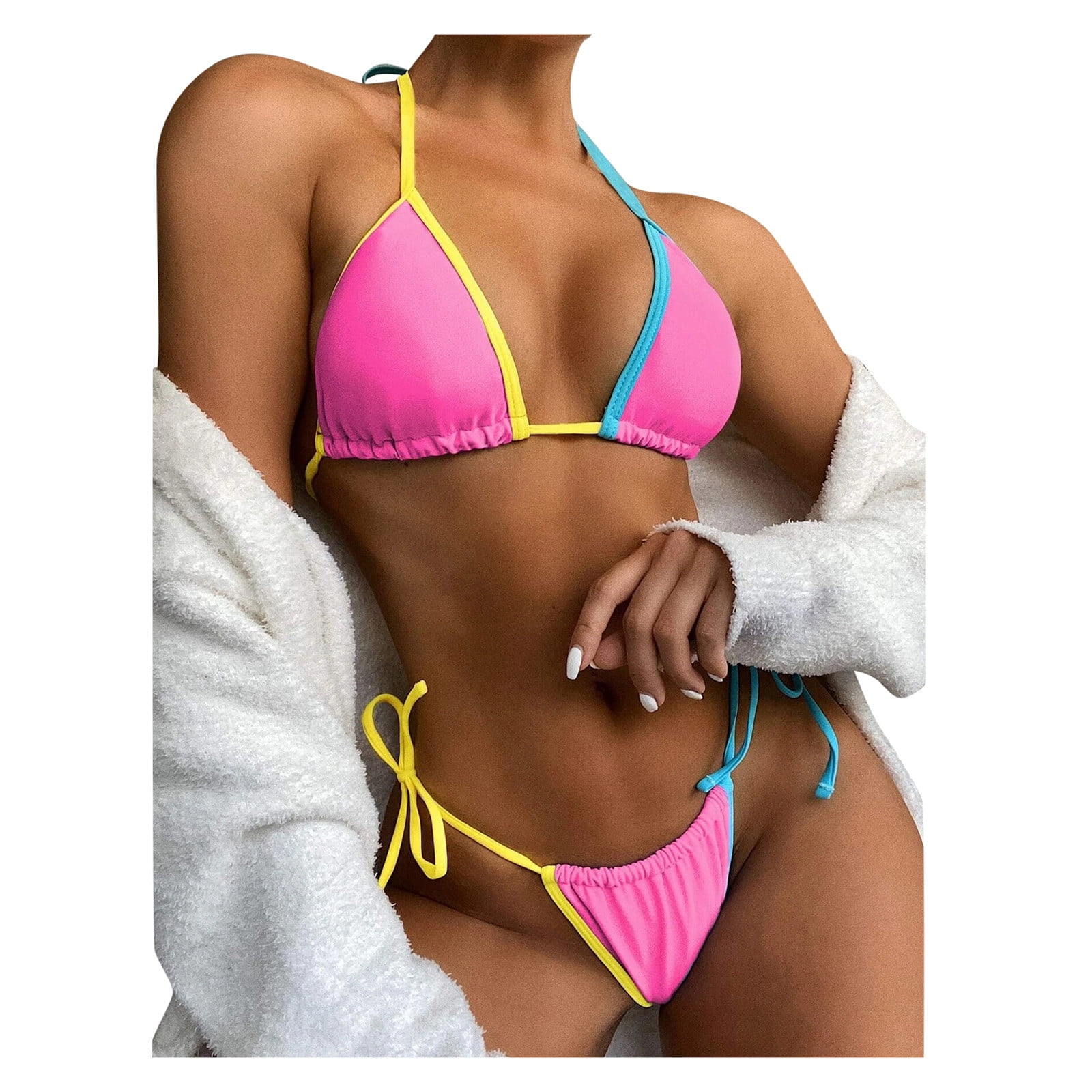 Tosmy Women Bikini Set Women Bandeau Bandage Bikini Set Push Up
