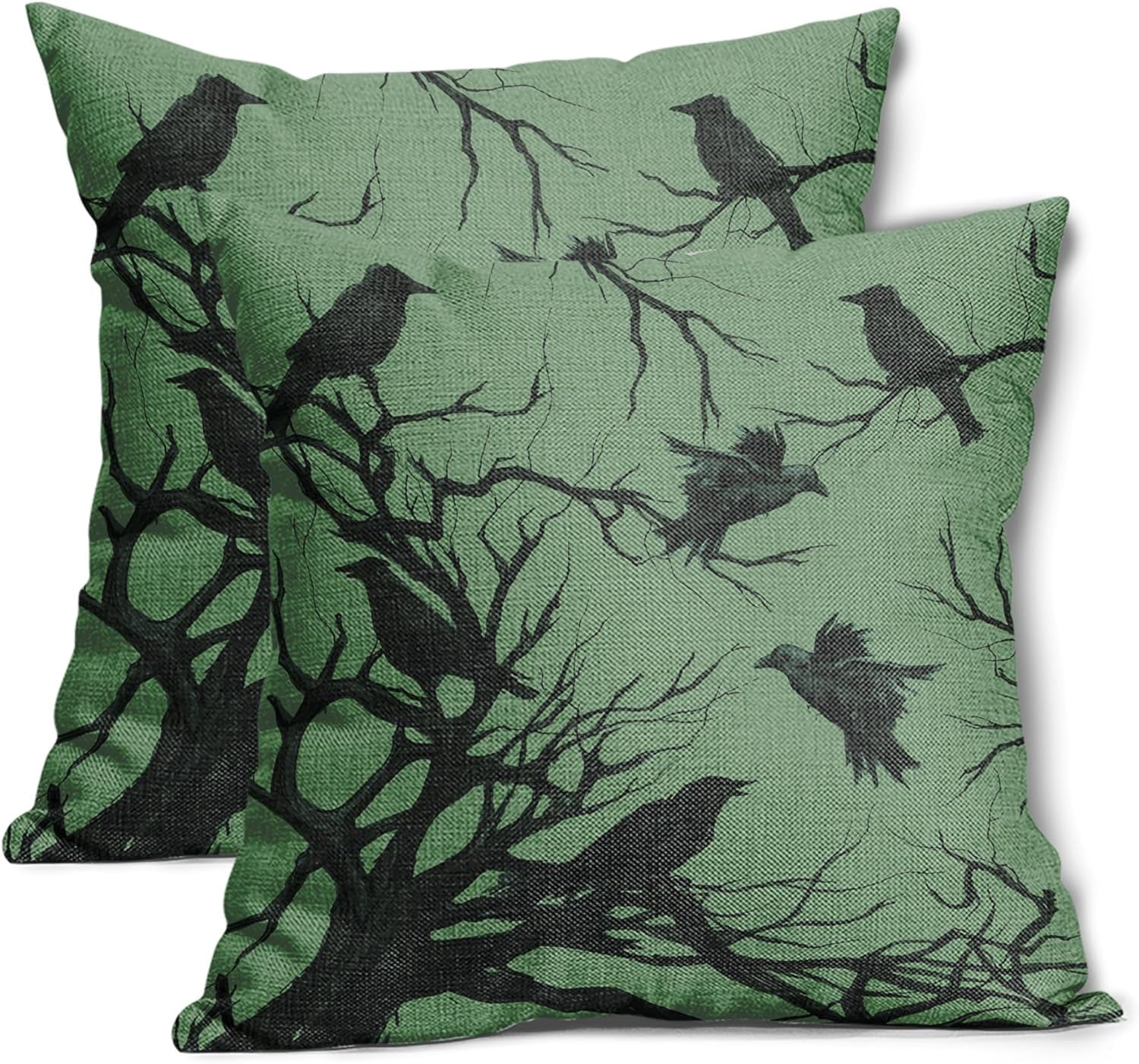 Tree Crows Halloween Pillow Covers 20X20 Inch Set Of 2 Branches Fall