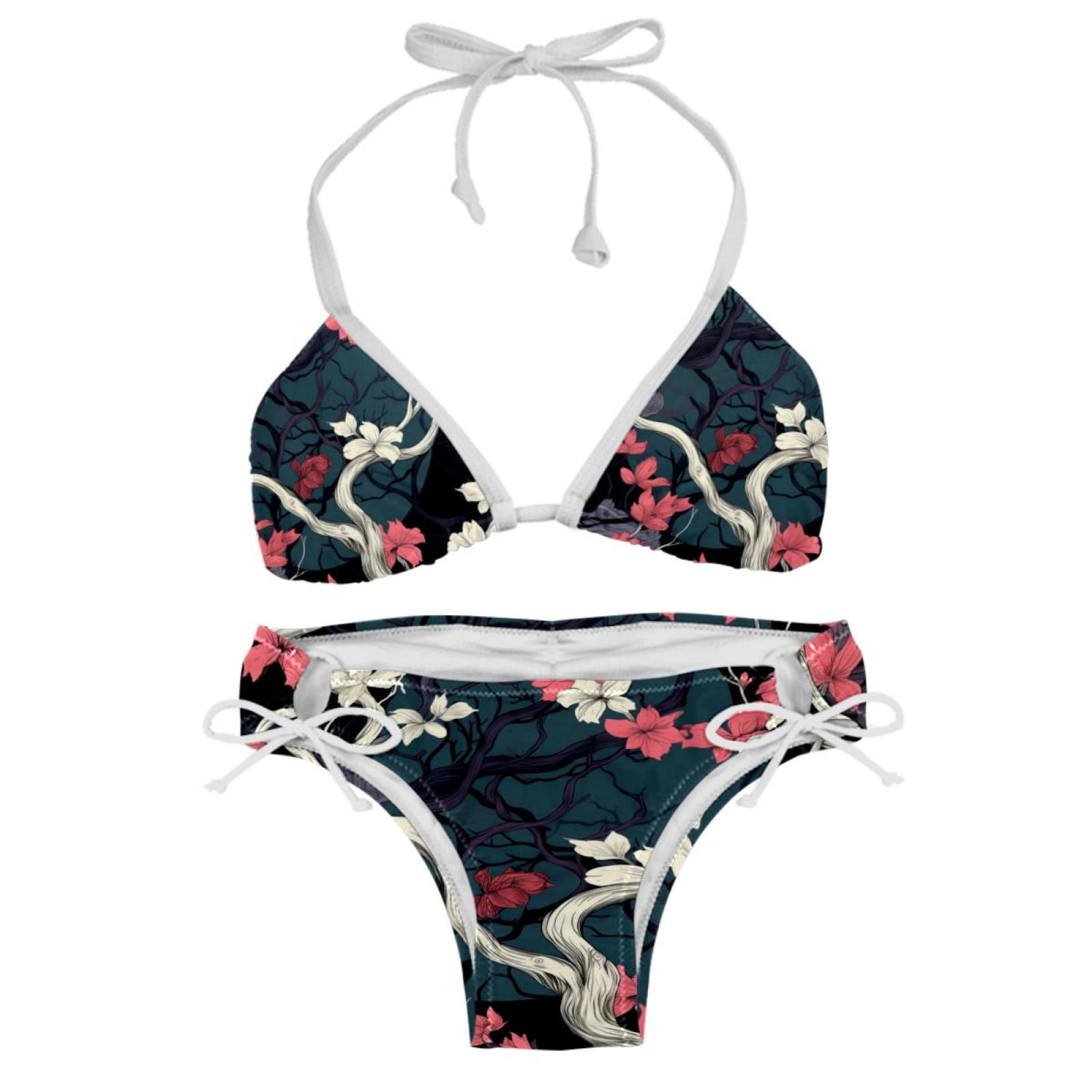 Tree Detachable Sponge Adjustable Strap Bikini Set Two Pack