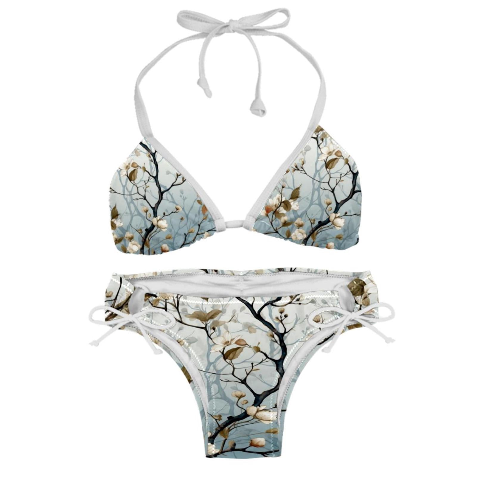 Tree Stylish Bikini Set With Detachable Sponge Adjustable Strap