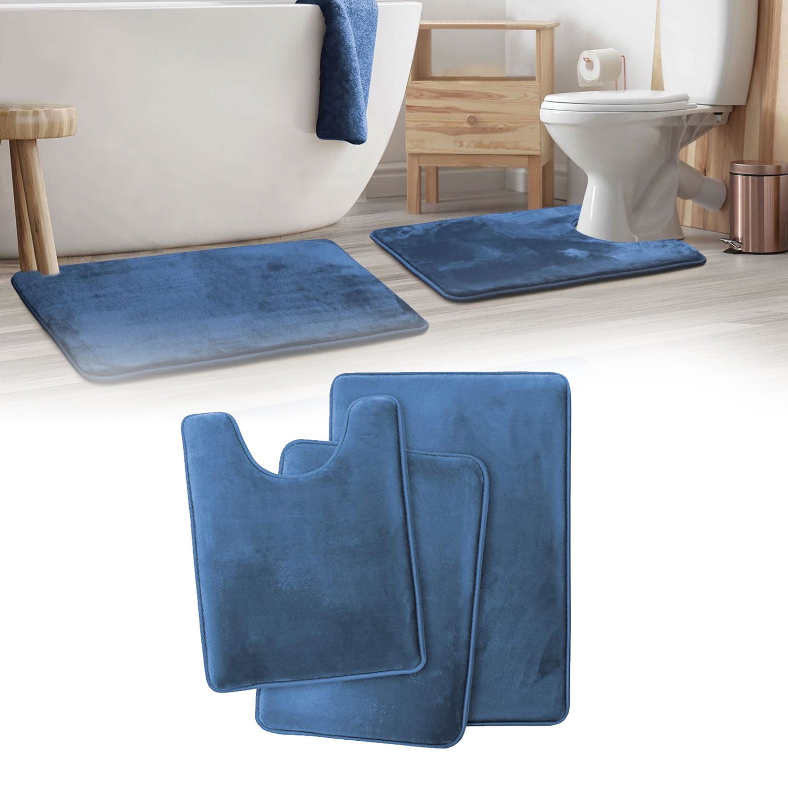 Tripumer Pcs Memory Foam Bath Mat Set Bathroom Rugs Sets With U