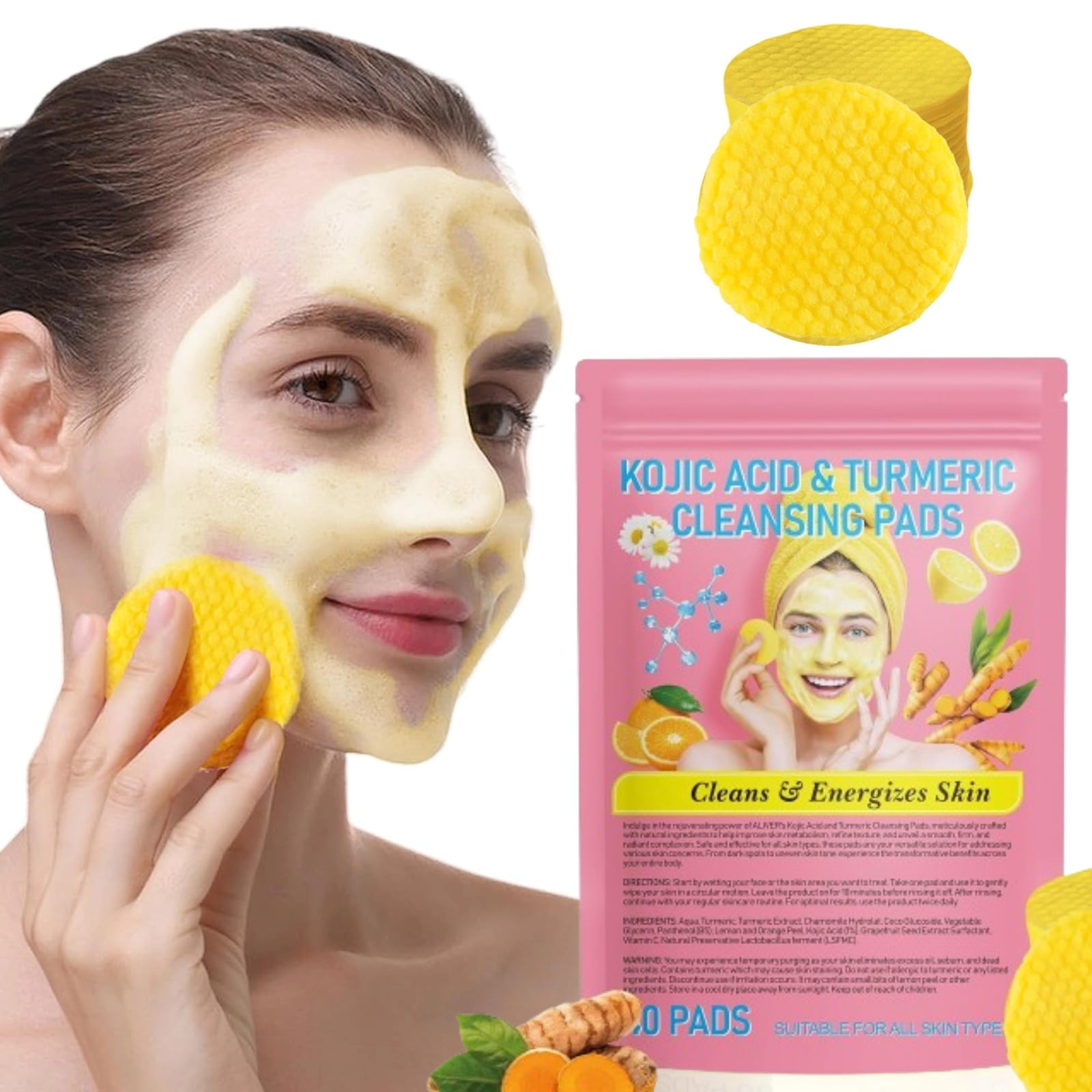 Turmeric Kojic Acid Cleansing Pads For Face A Body Exfoliates Skin