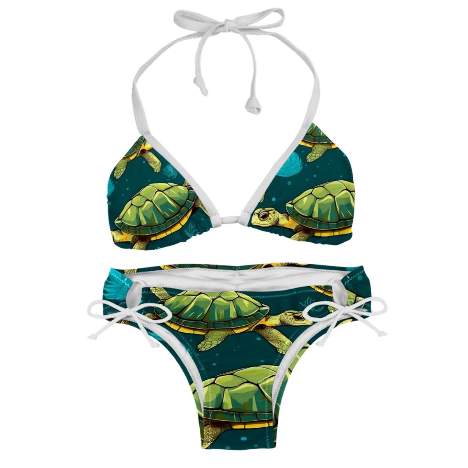 Turtle Seamless Detachable Sponge Adjustable Strap Bikini Set Two Pack