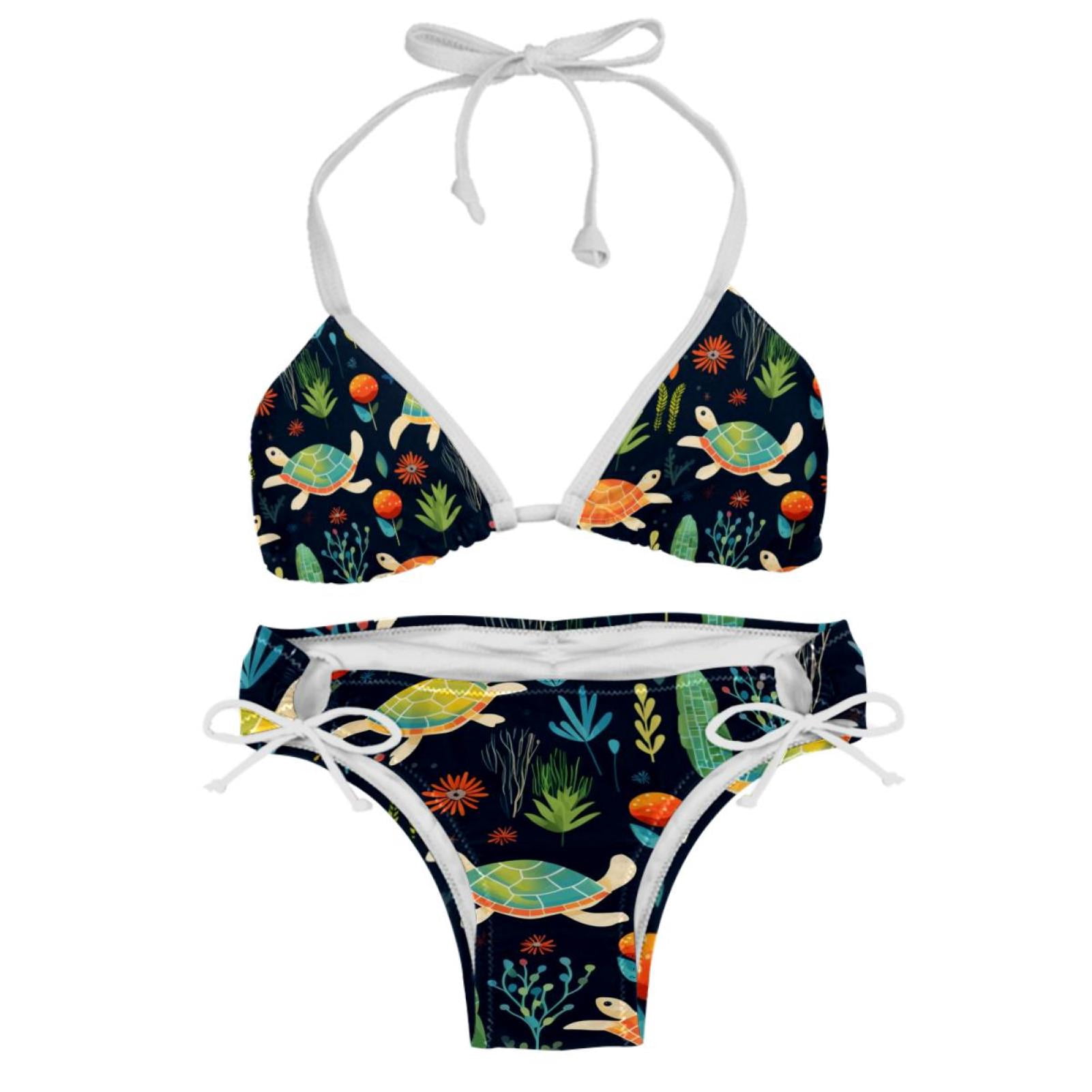 Turtle Seamless Detachable Sponge Adjustable Strap Bikini Set Two Pack