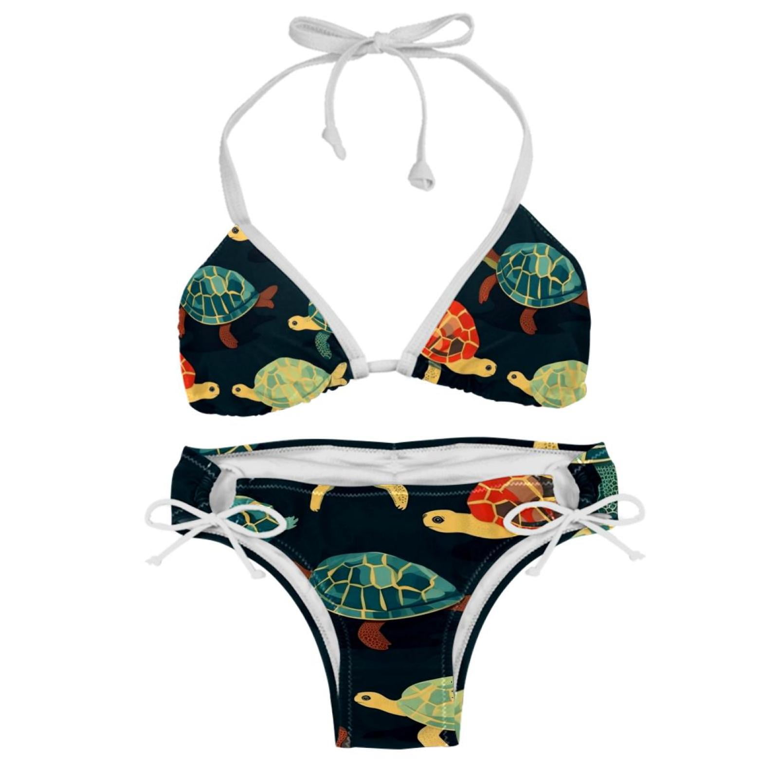Turtle Seamless Swim Wear Detachable Sponge Adjustable Strap Bikini Set Two Pack For Multiple