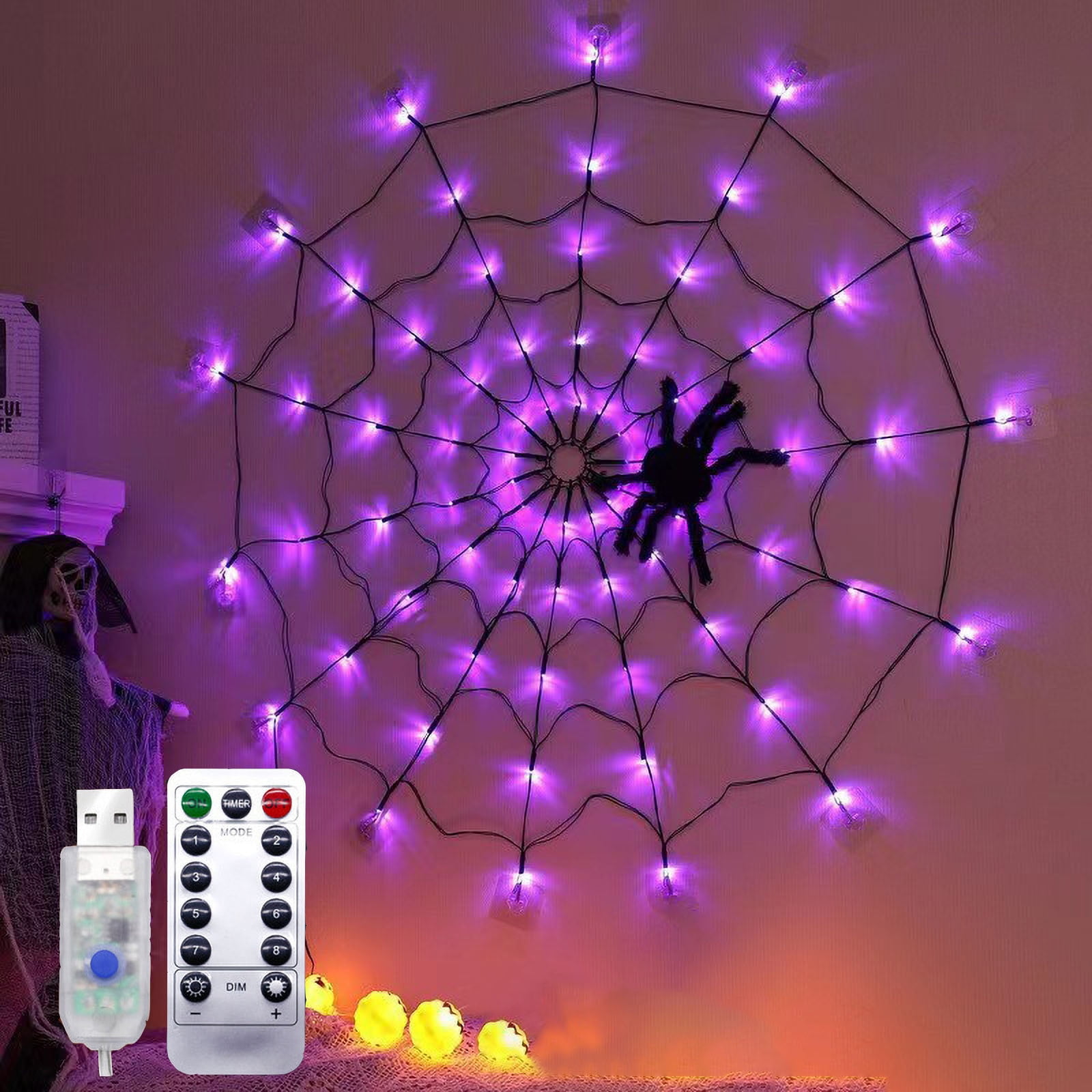 Txmfgh Horror Halloween Web LED Lighting With 8 Modes Ideal For