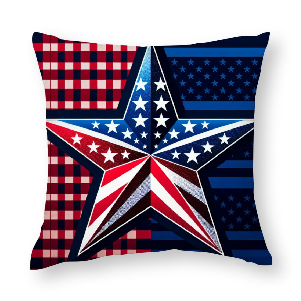 Ulloord Th Of July Pillow Covers Buffalo Plaids American Flag Truck