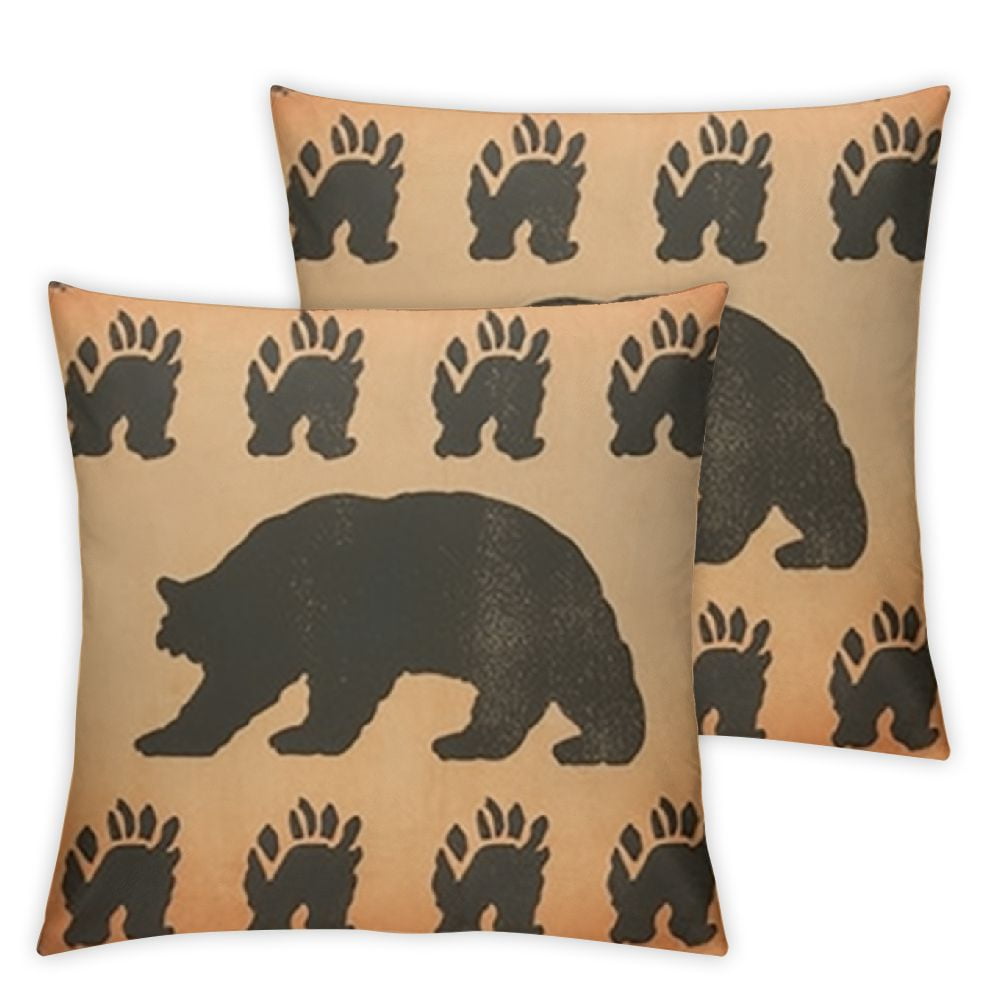 Ulloord Pack Of Cute Bear Decorative Throw Pillow Covers Soft Rustic