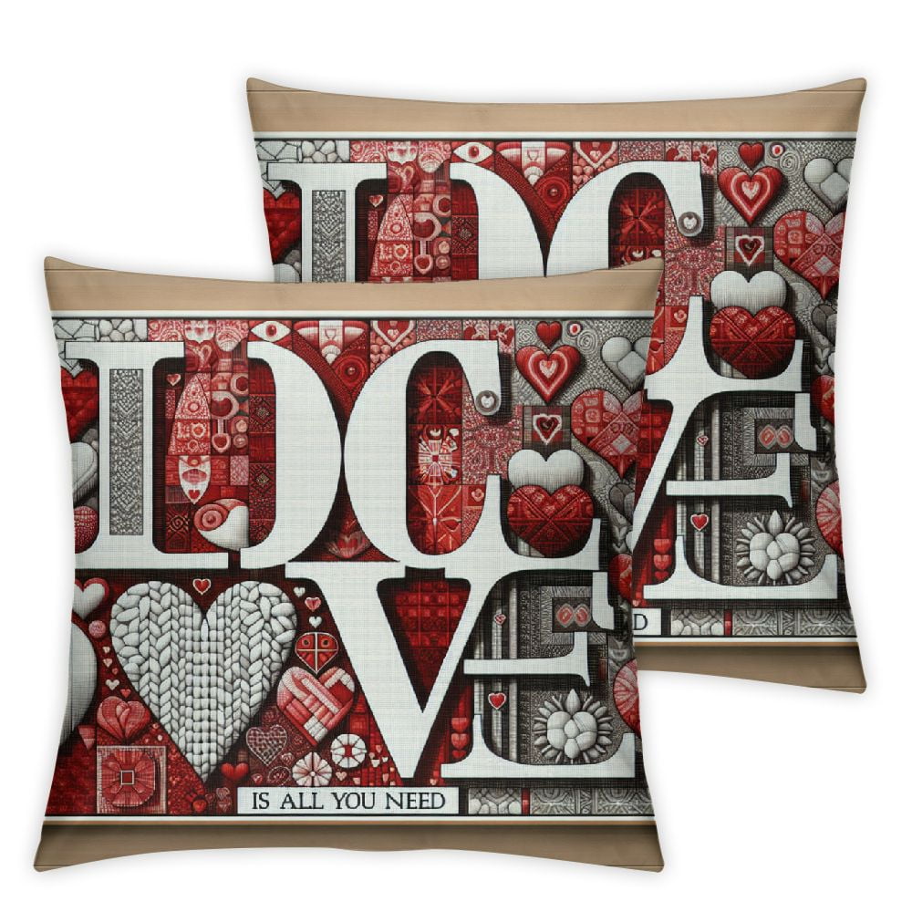 Ulloord Valentines Throw Pillow Covers Letters Modern Holiday White Red