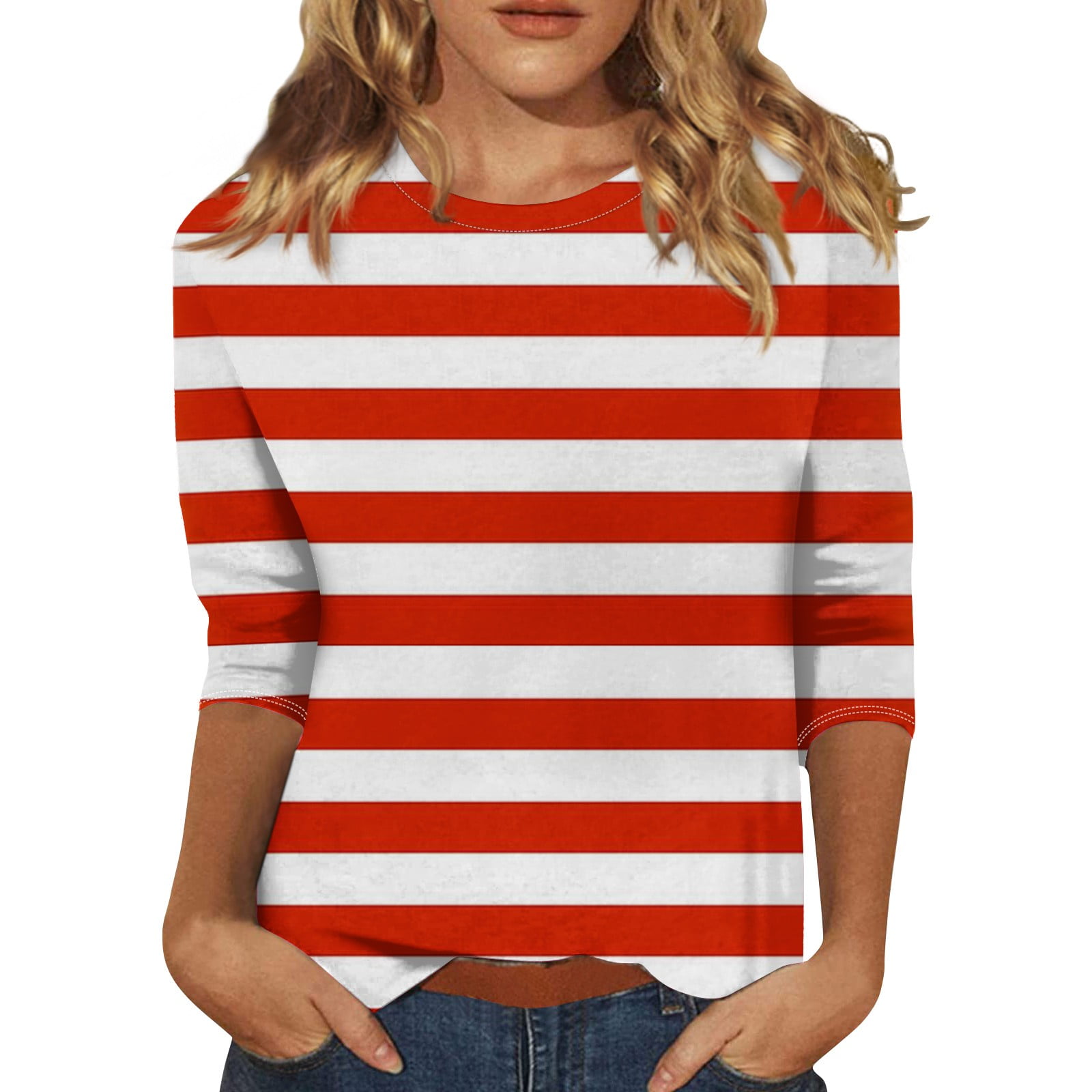 Uocefik Th Of July Shirt American Flag Tops Women Sleeve