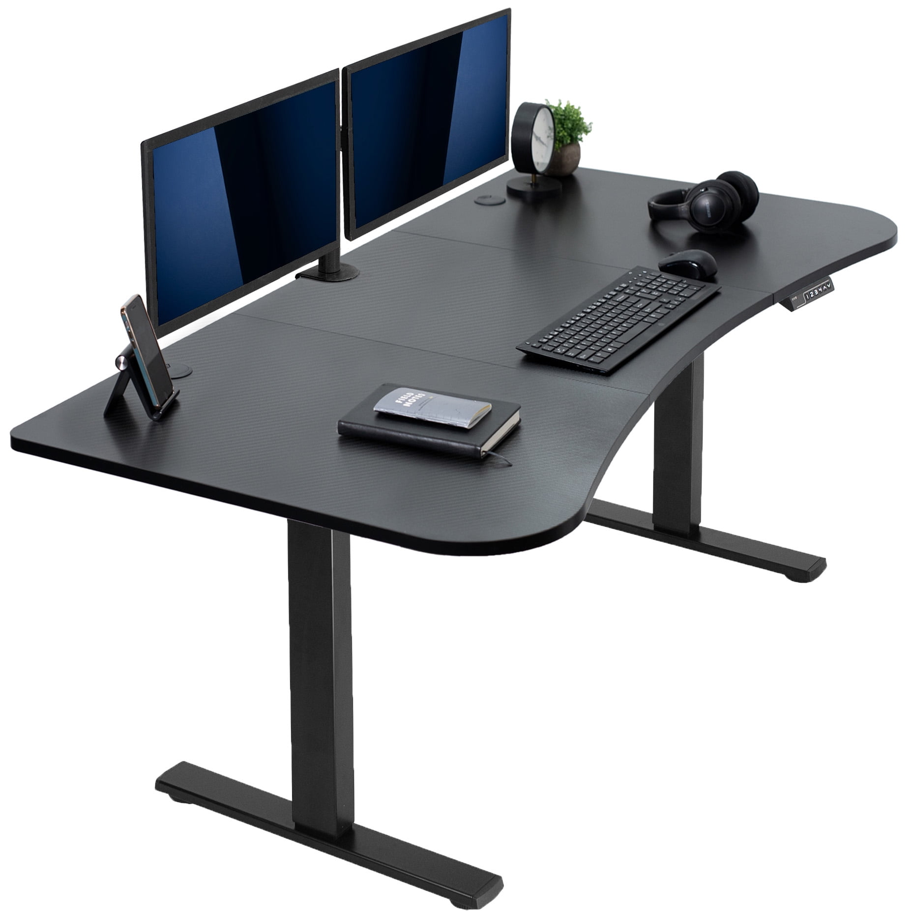 Vivo Electric X Standup Desk Black Carbon Fiber Tabletop