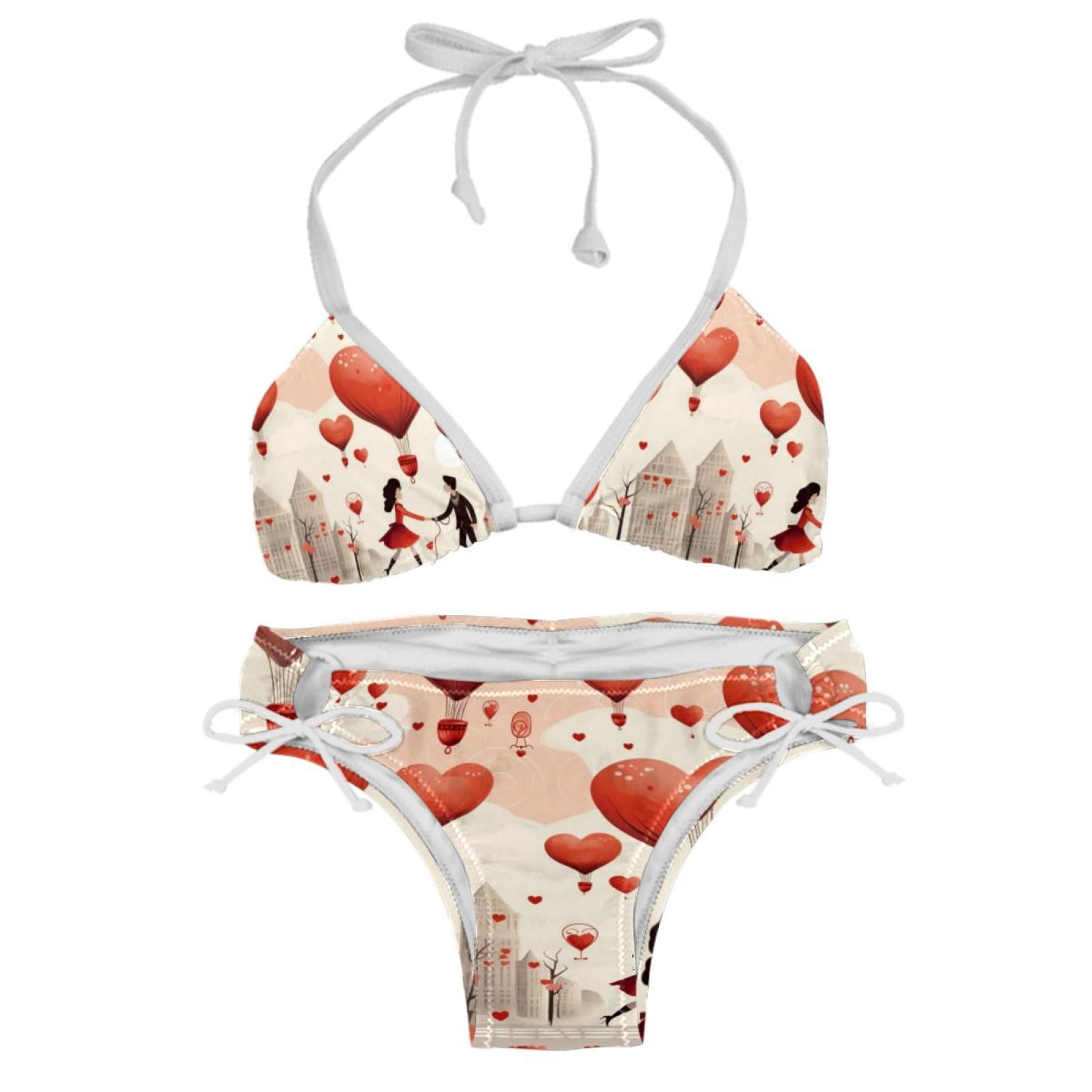 Valentine S Day Love Detachable Sponge Adjustable Strap Bikini Set Two