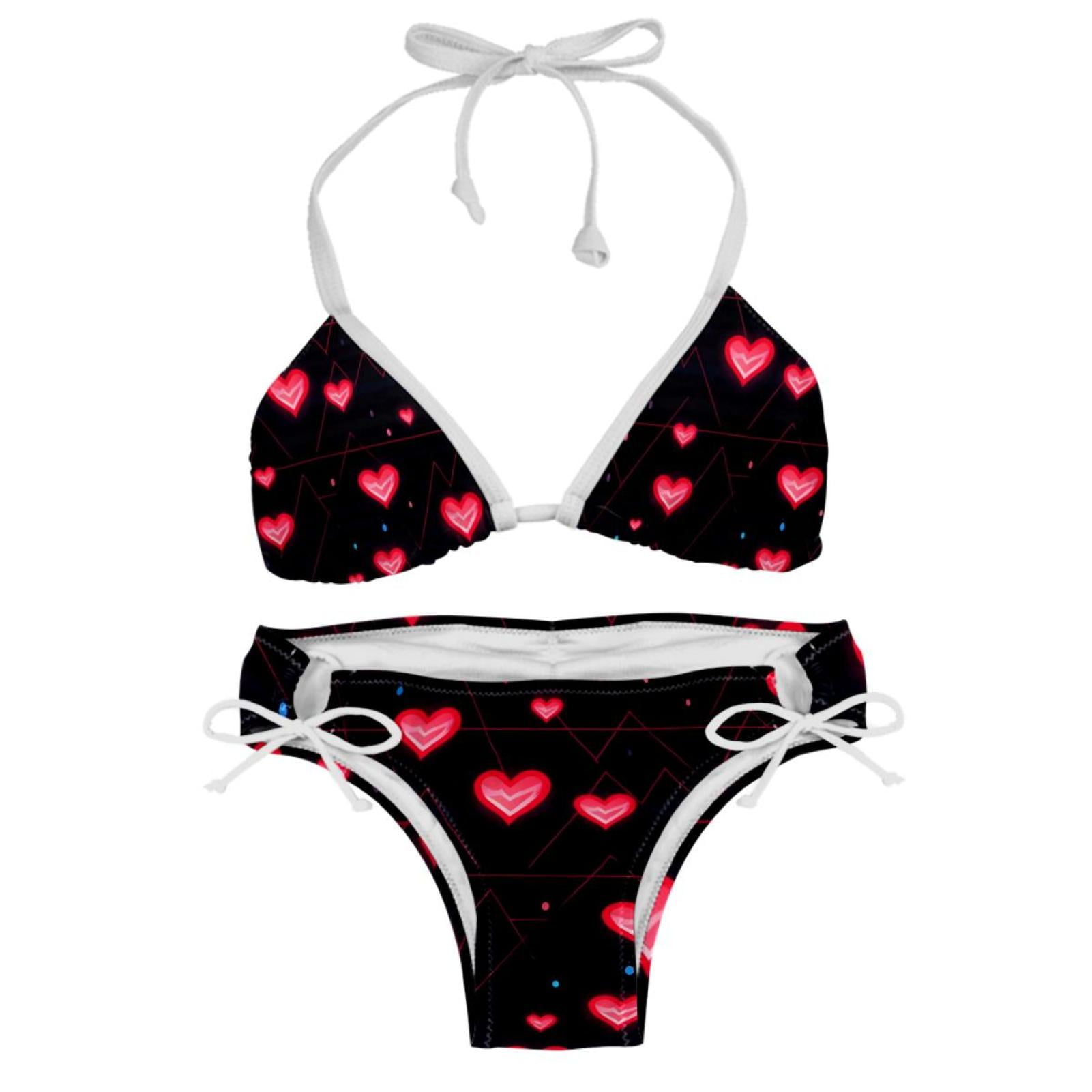 Valentine S Day Love ECG Detachable Sponge Adjustable Strap Bikini Set