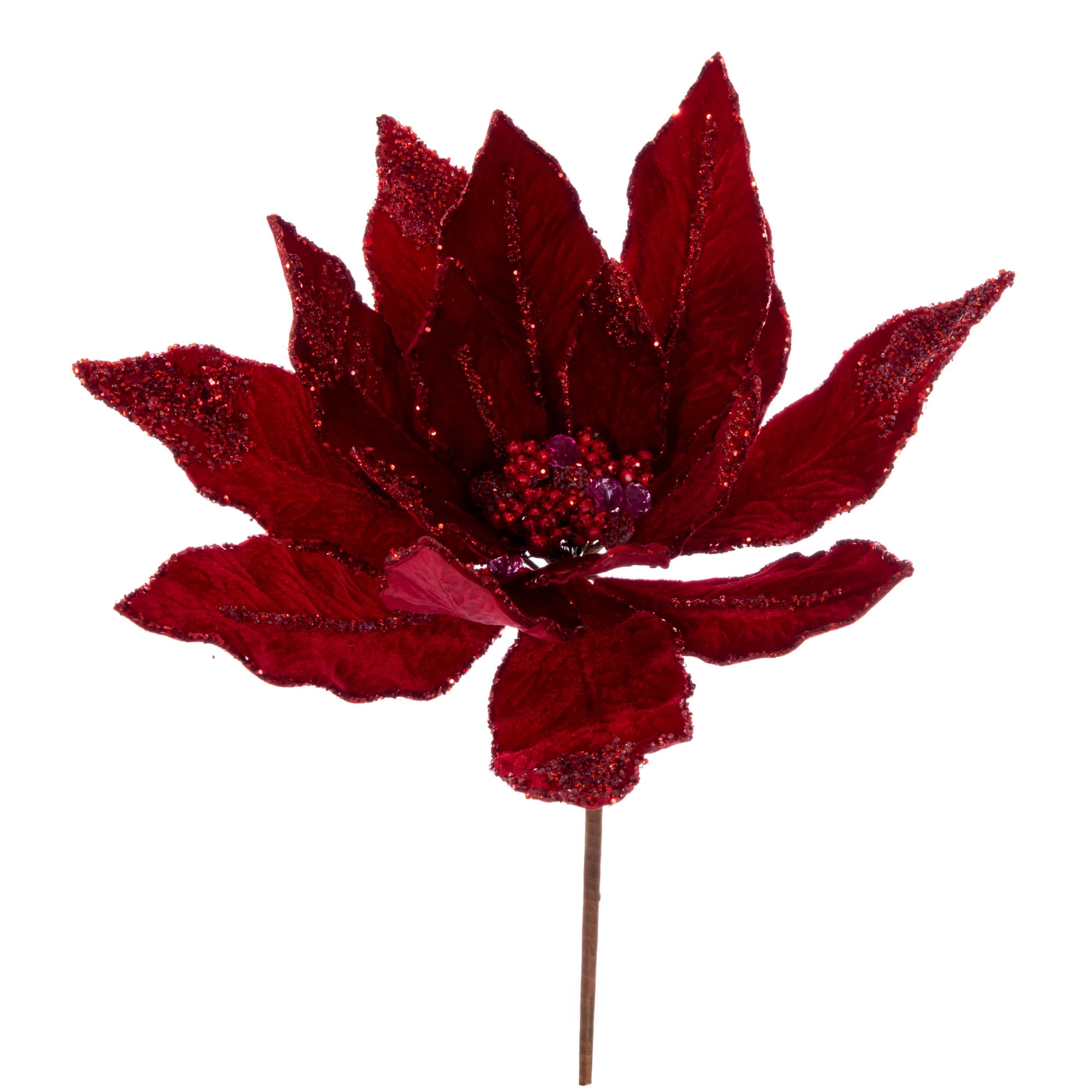 Vickerman Artificial Red Double Sided Velvet Poinsettia Christmas